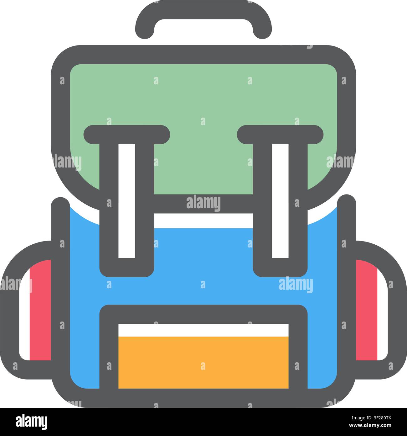 Rucksackabenteuer-Ikone, Reisen, Outdoor, Wandern, Camping Stock Vektor