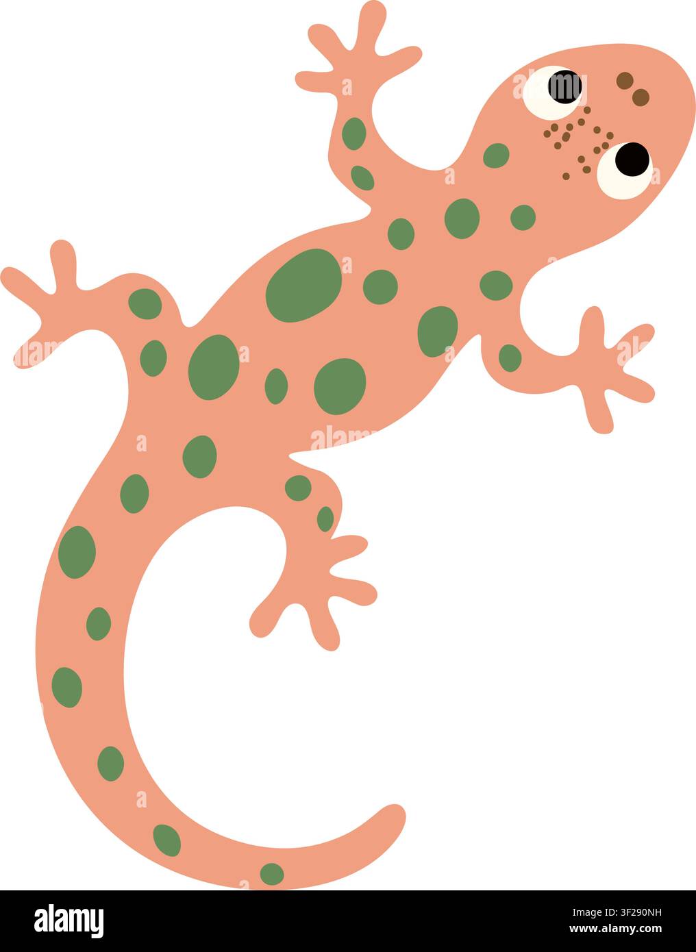 Niedliche handgezeichnete gepunktete Eidechsen-Gecko-Vektorillustration. Trendiges naives Doodle-Design-Element. Stock Vektor
