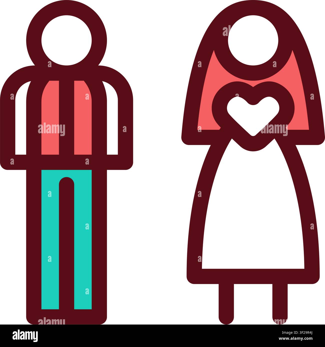 Braut Icon, Hochzeitspaar, Ehe, Jungvermählte Stock Vektor