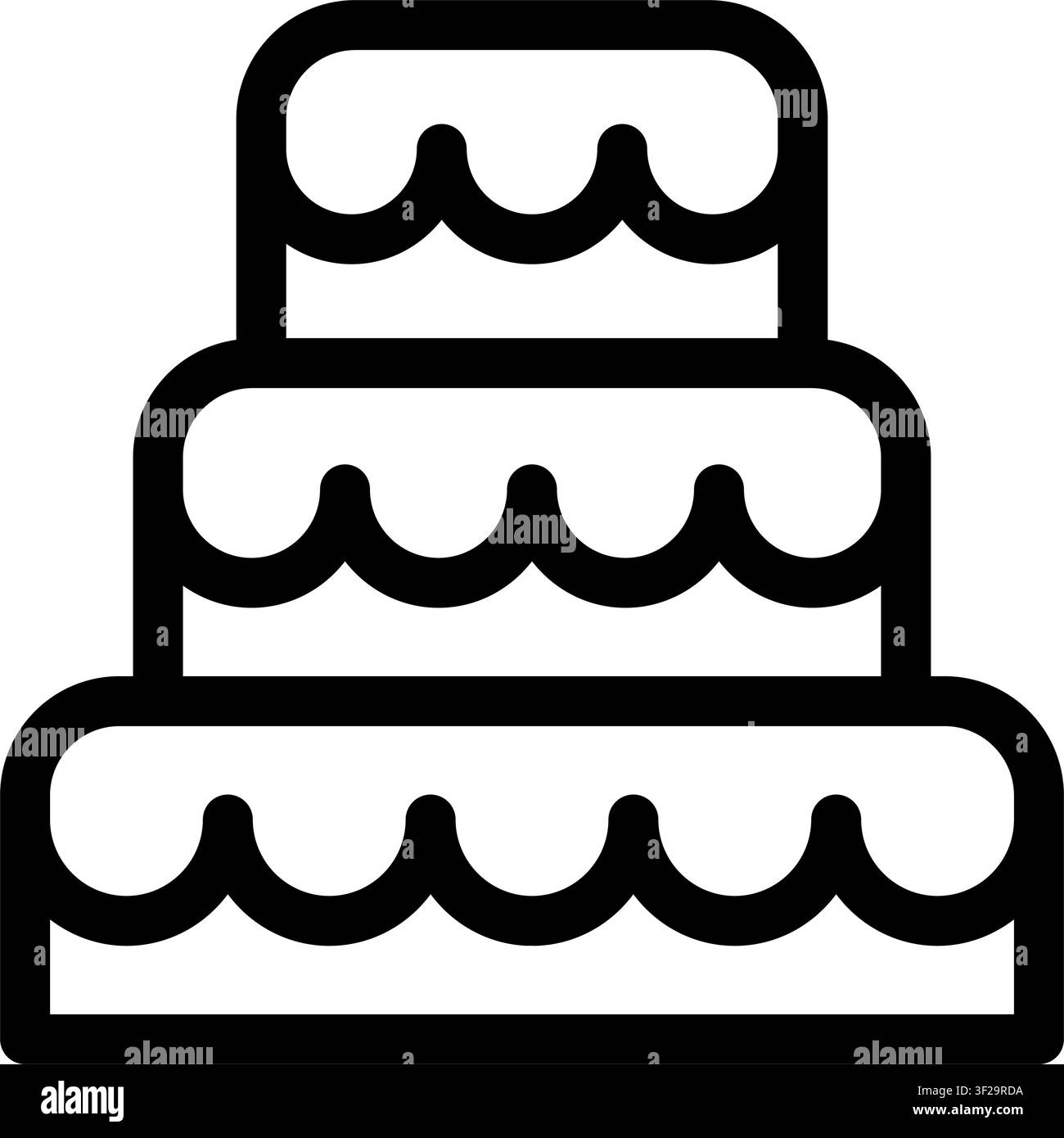 Hochzeitstorten-Symbol, gestuft, Feier, Dessert, Bäckerei, Gebäck Stock Vektor