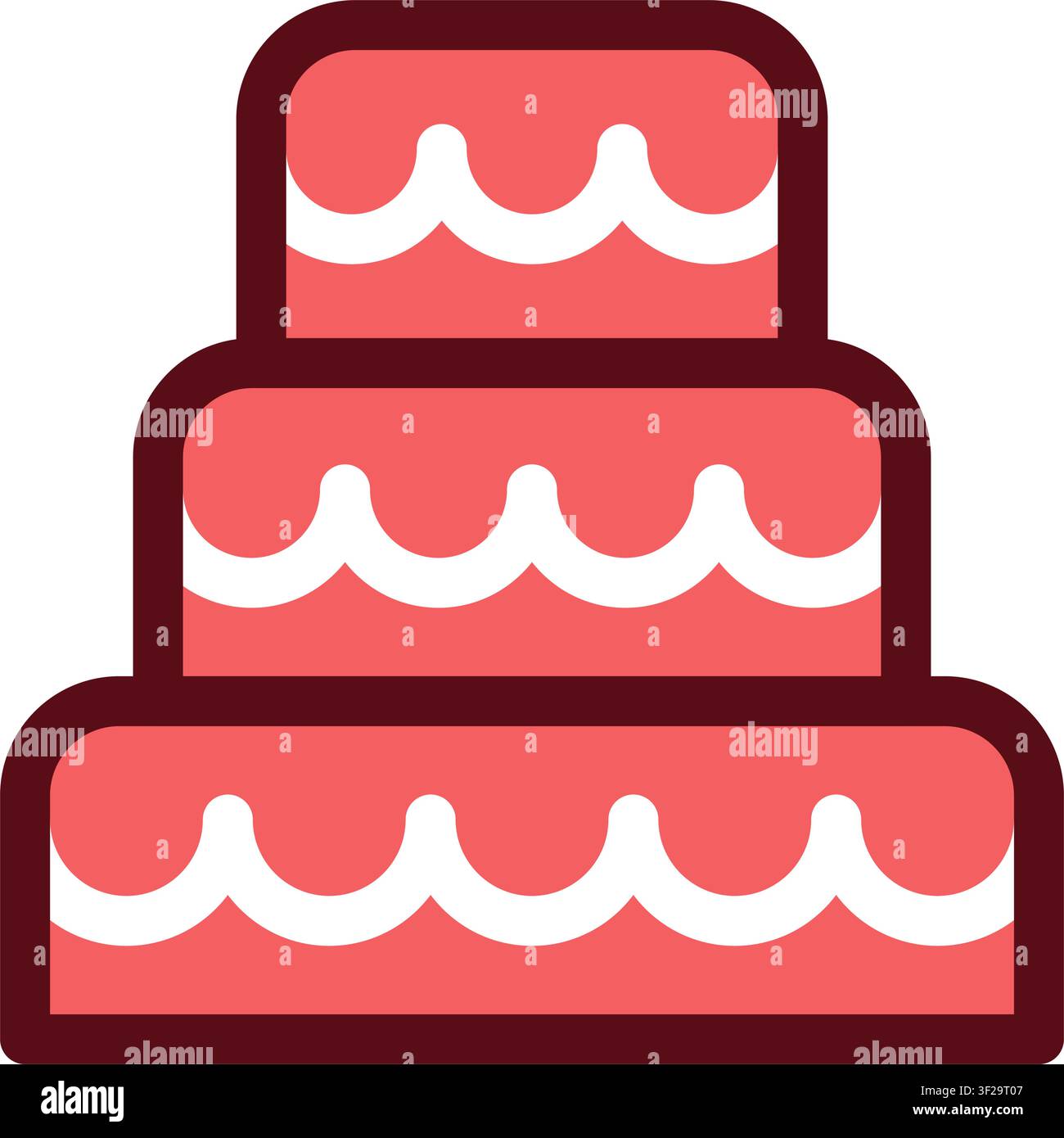 Hochzeitstorten-Symbol, gestuft, Feier, Dessert, Bäckerei, Gebäck Stock Vektor