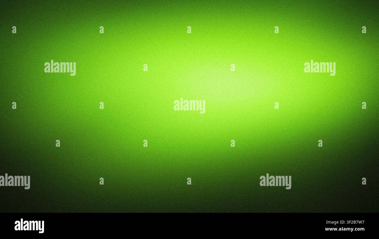 Lebendiger 4K-graniger Hintergrund mit einem leuchtenden limettengrünen und dunkelgrünen verschwommenen Farbverlauf Stockfoto
