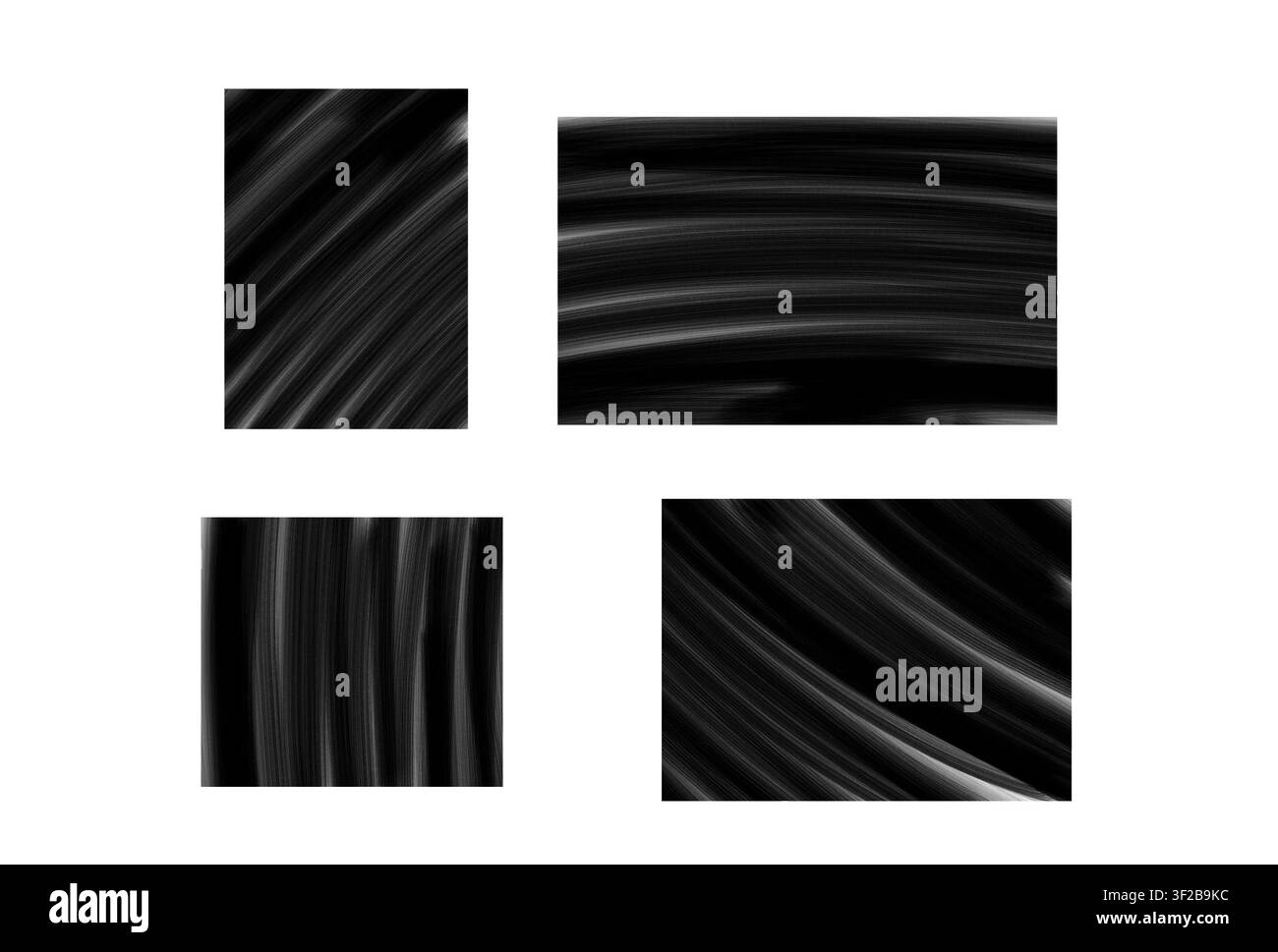 Satz von dunklen abstrakten gemalten Pinselstrich-Hintergründen mit dynamischen Linien Stockfoto