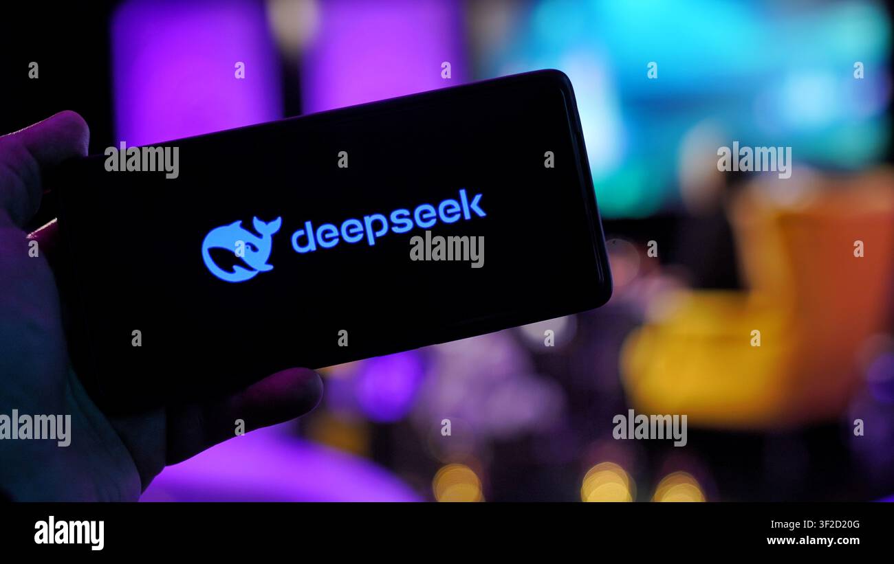 Deepseek AI-App auf dem Bildschirm Stockfoto