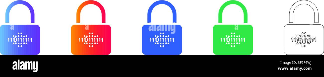 Sicherheitsschlösser-Symbole mit Binärcode vol 38691 Stock Vektor
