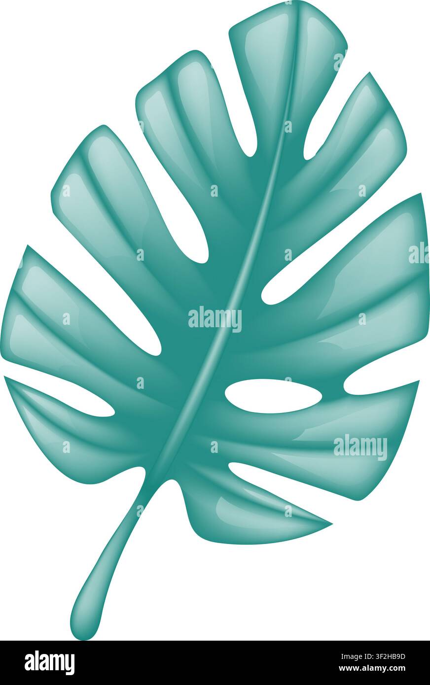 farbiges Monstera-Blatt, auf transparentem Hintergrund, png.Sommerliche tropische Palmblätter. Design für Sommerflyer, Website, Banner, Landingpage. Palme, Monster, Banane Stockfoto