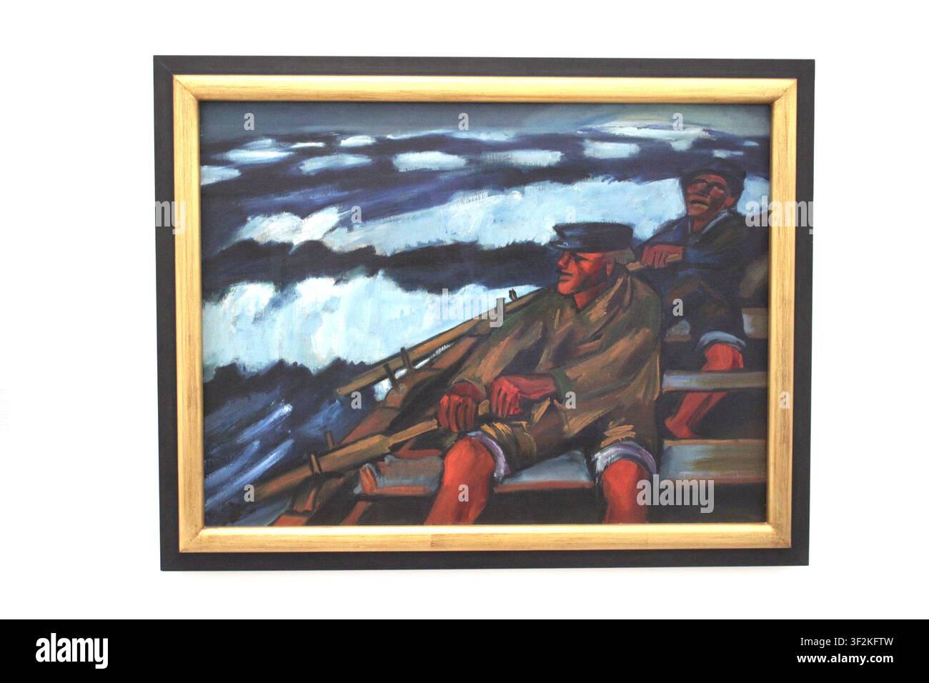Originales Ölgemälde "Fischer in einem Boot", 1927, vom deutschen expressionistischen Maler Max Pechstein (1881-1955). Stockfoto
