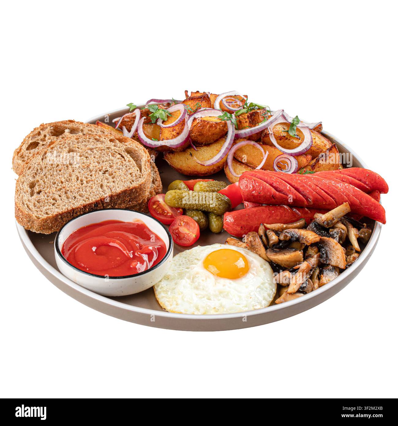 Herzhaftes Frühstücksbrett isoliert Stockfoto