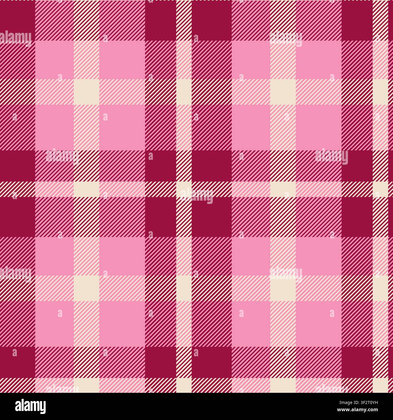 Damenhemd Karo Nahtloses Muster. Schottenstoff-Vektor kariertes Muster in rosa Farben. Schottisches Stoffdesign für Tischdecke, Flanellhemd Stock Vektor