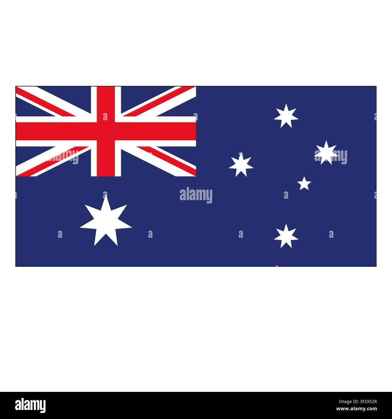 Die Flagge Australiens auf weißem Hintergrund. Stockfoto