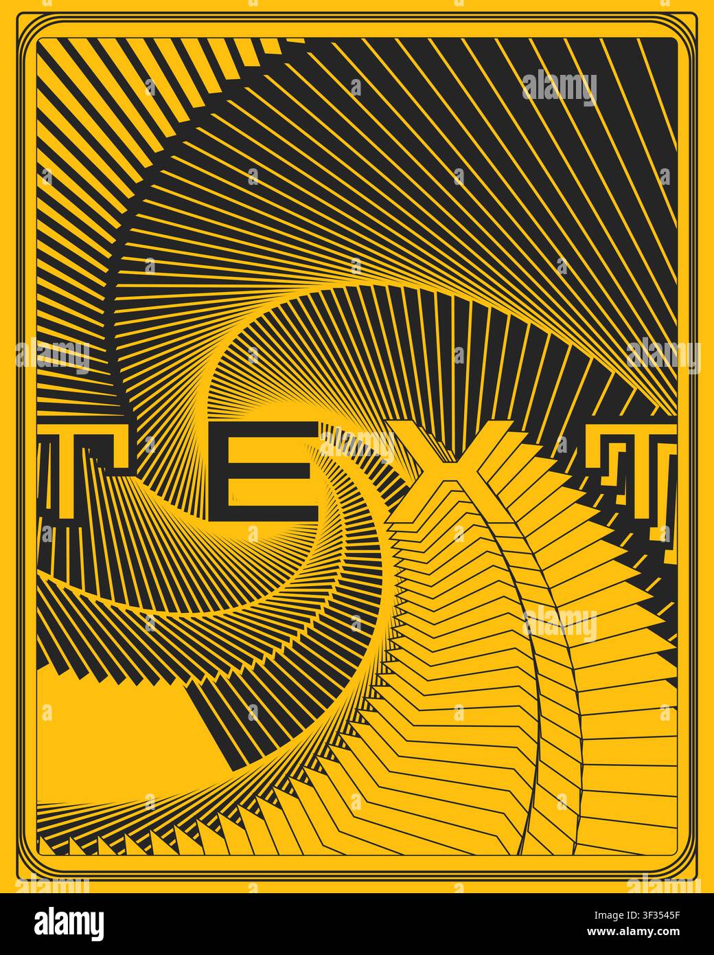 Retro-inspiriertes modernes Typografie-Poster gelber Hintergrund optischer Wellenbewegungs-Text-Effekt klare Linien hoher Kontrast Design für trendiges Zuhause und Büro Stock Vektor