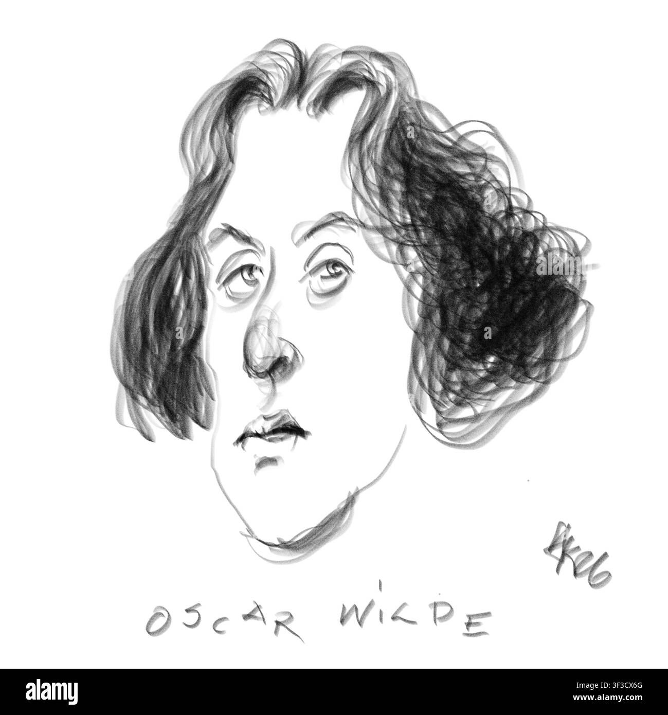 Bleistiftporträt von Oscar Wilde Stockfoto