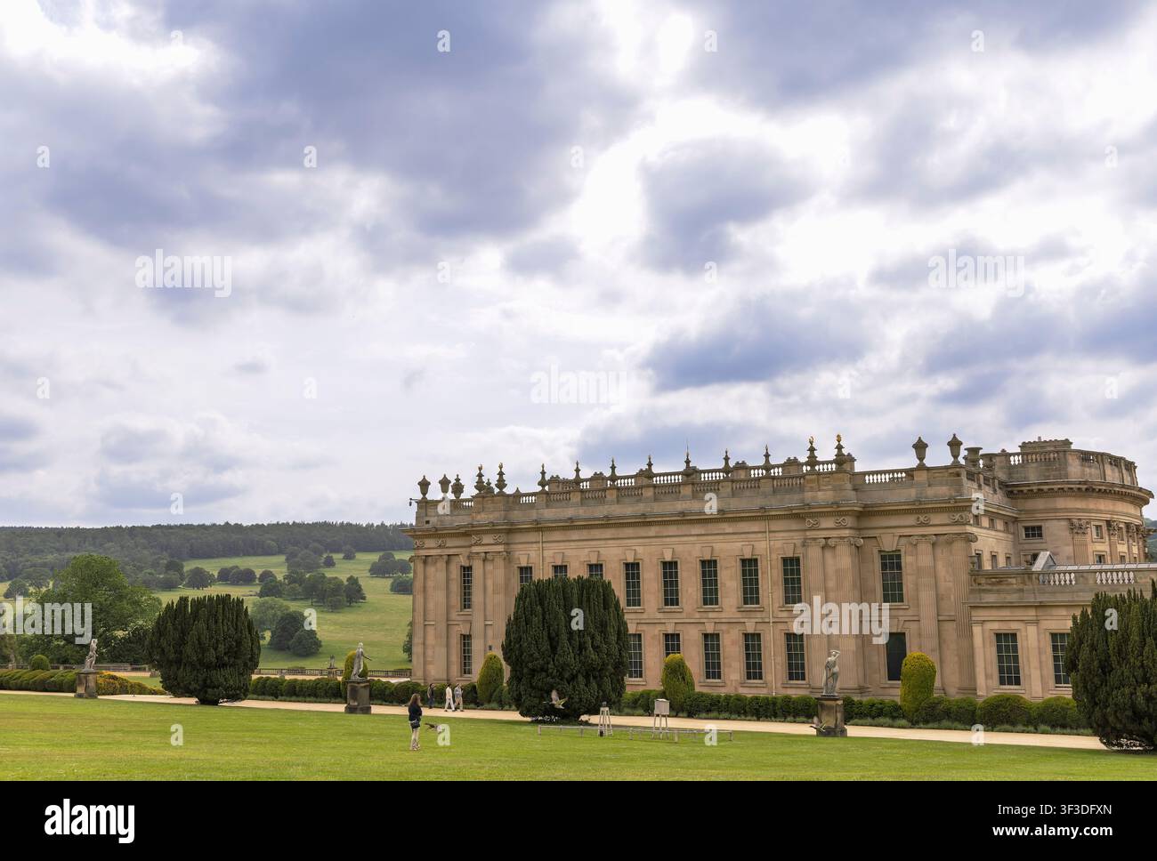Chatsworth House im Peak District, England, ist das meistbesuchte Herrenhaus des Landes. Stockfoto