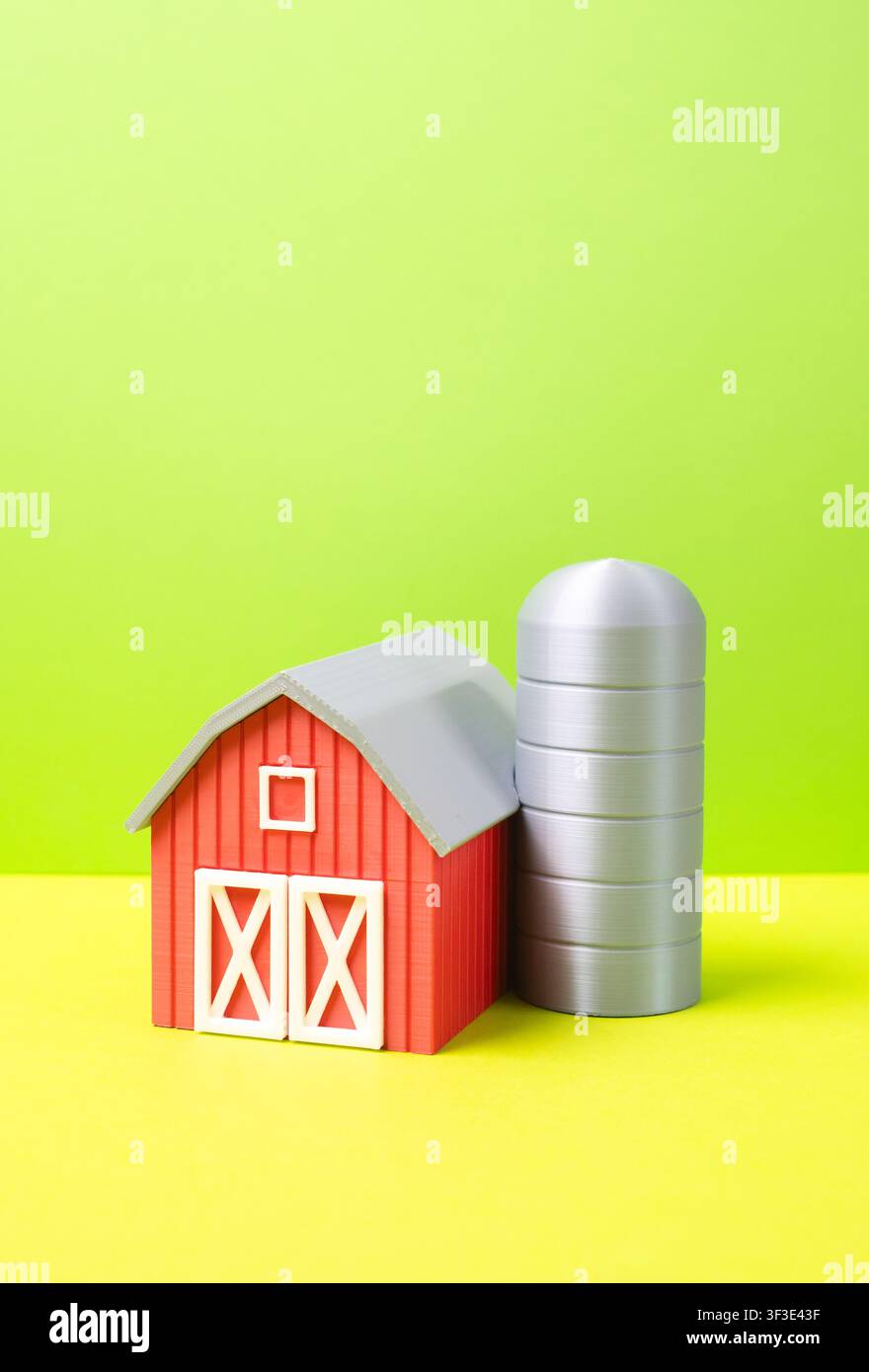 Bauernhofscheune. Landwirtschaft und Agrarwirtschaft. Farm- und Agrarunternehmen-Management. Stockfoto