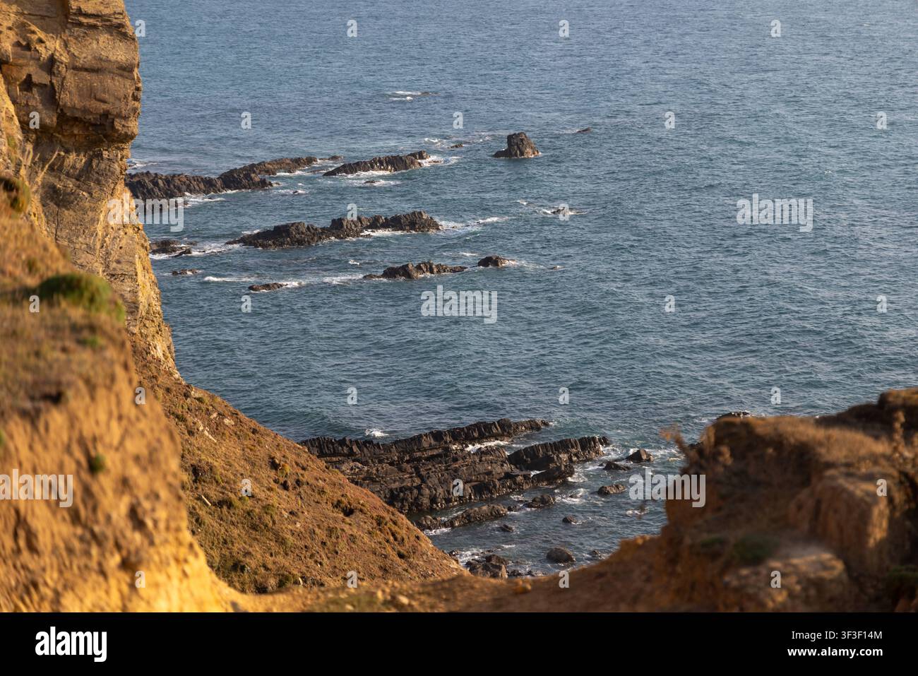 Cornwall 2026 Bude, England - 18.7.2026: Die Klippen und Küstenpfade von Bude in Cornwall, England Stockfoto