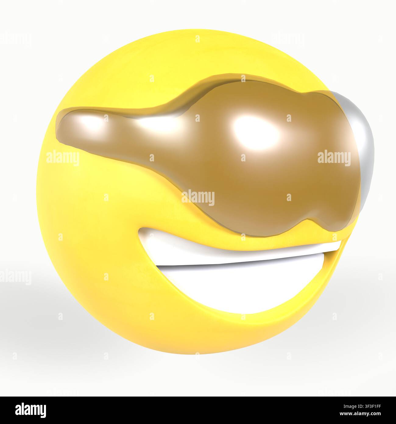 Smileys mit Sonnenbrille 3D-Rendering isoliert auf weißem Hintergrund Stockfoto