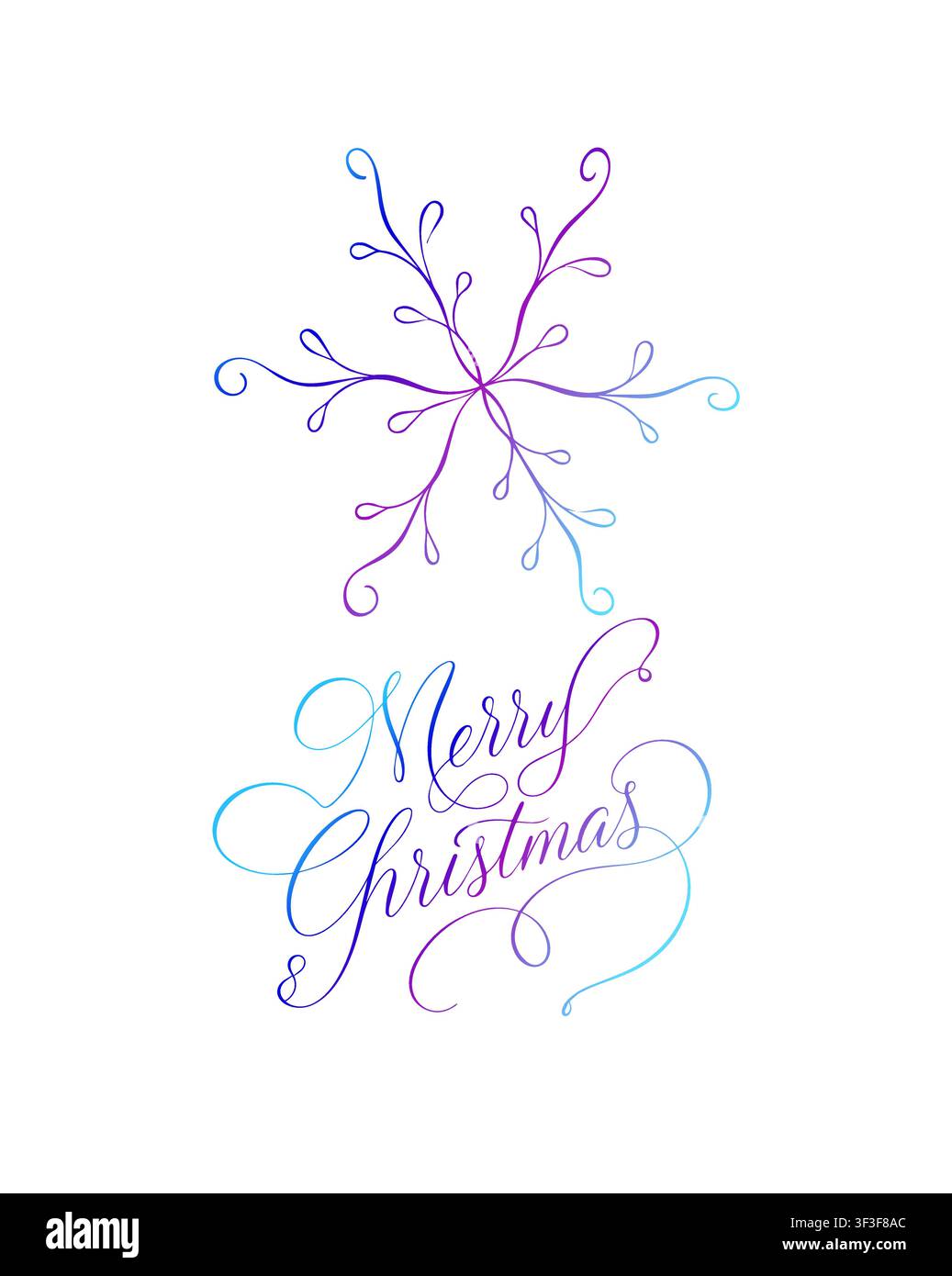 Einzige Zeile Schneeflocke. Frohe Weihnachten. Handgezeichnet. Nicht KI, Vektorillustration. Stock Vektor
