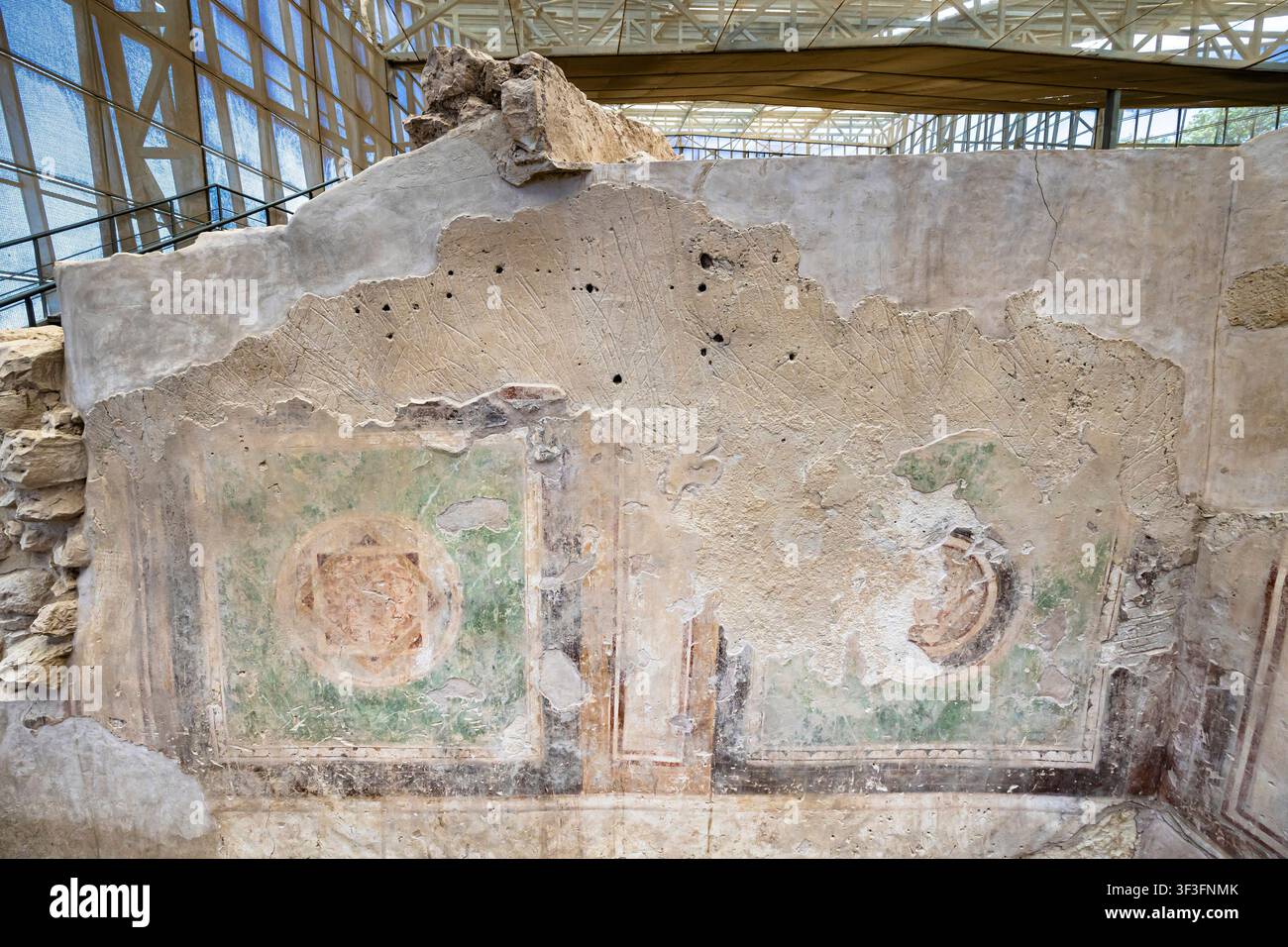 Antike Stadt Zeugma, Wandmalereien, ausgegrabene Stätte in einem Schutzhaus, Belkis, Provinz Gaziantep, Türkei, Anatolien, Asien Stockfoto