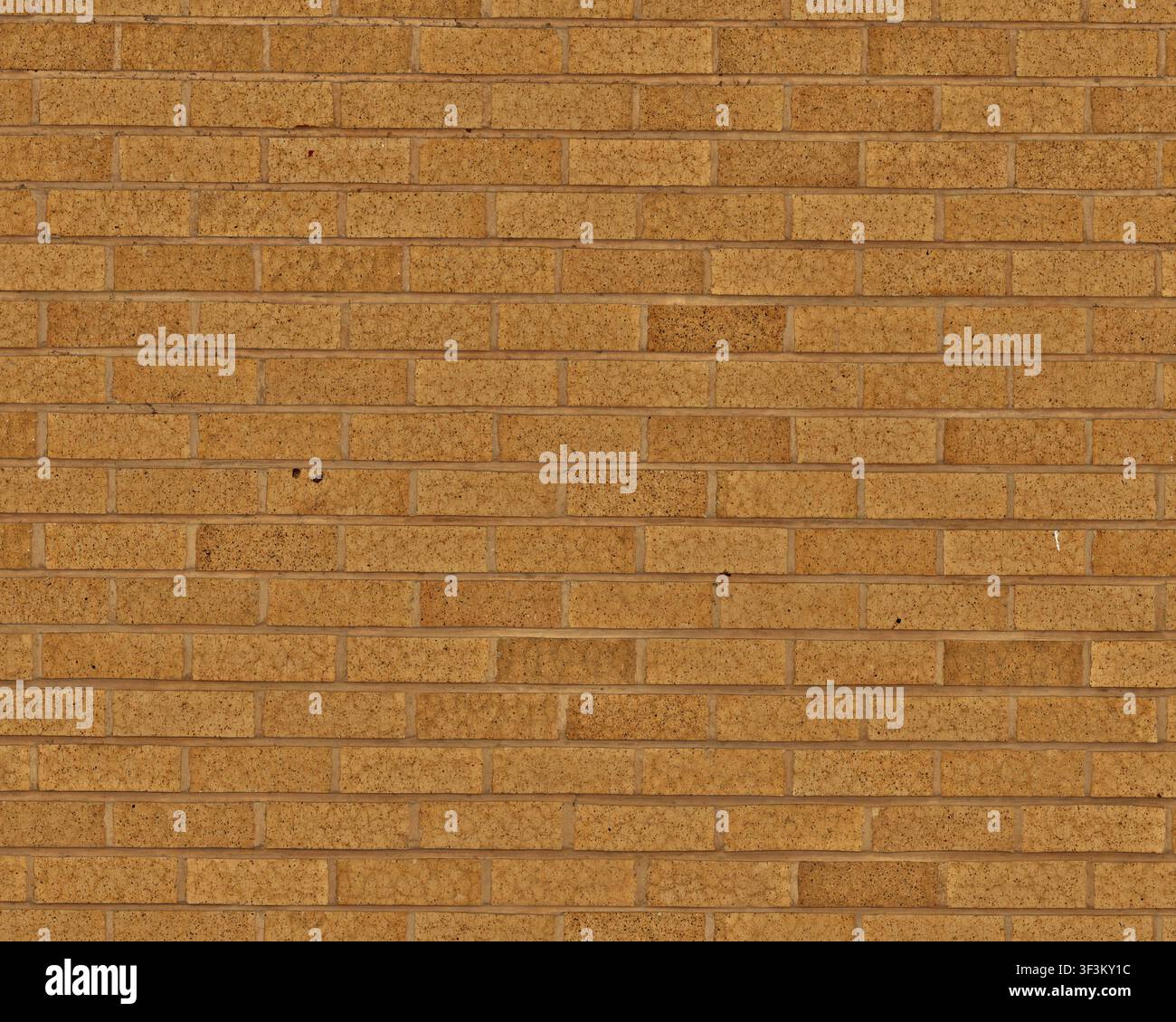 Eine flache Ansicht einer hellbraunen Ziegelwand mit gleichmäßigen horizontalen Mörtellinien, geeignet als nahtlose Hintergrundtextur. Stockfoto