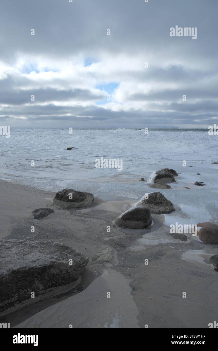 Georgian Bay mit Eis auf dem Lake Huron, Ontario, Kanada. Stockfoto