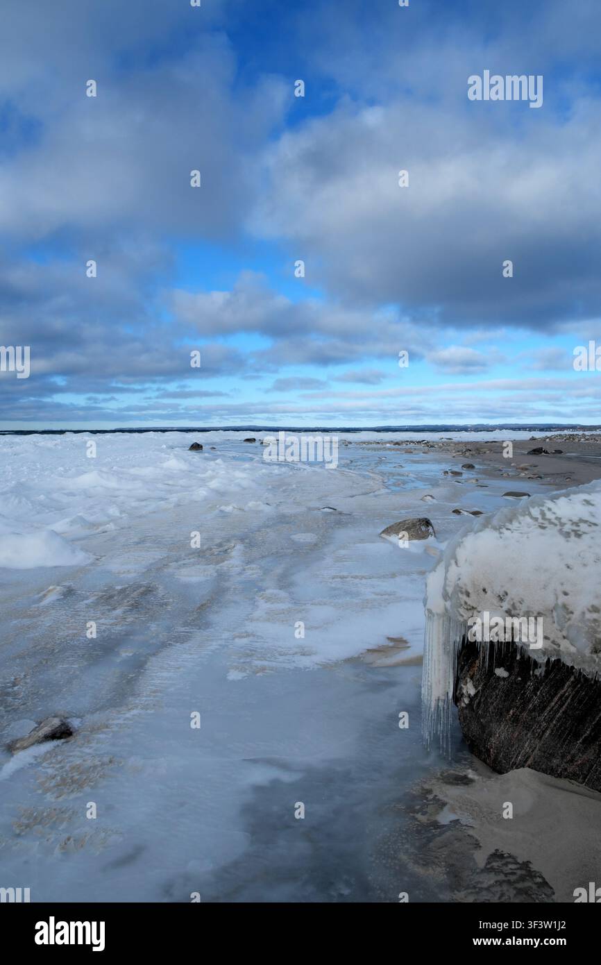 Georgian Bay mit Eis auf dem Lake Huron, Ontario, Kanada. Stockfoto