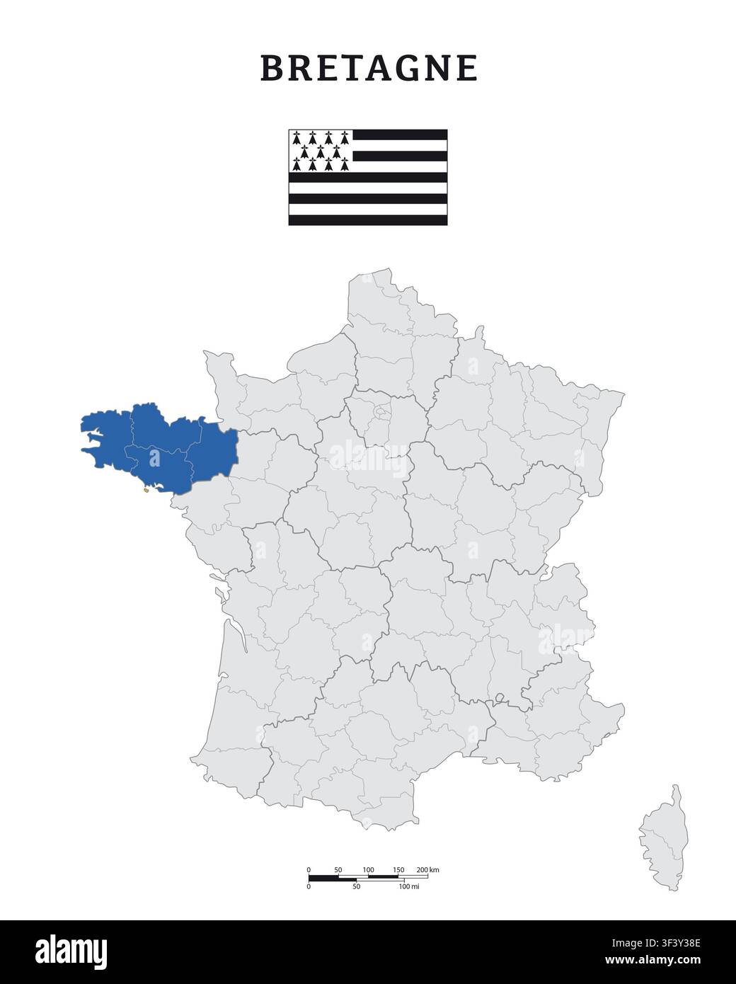 Karte der französischen Region Bretagne Stockfoto
