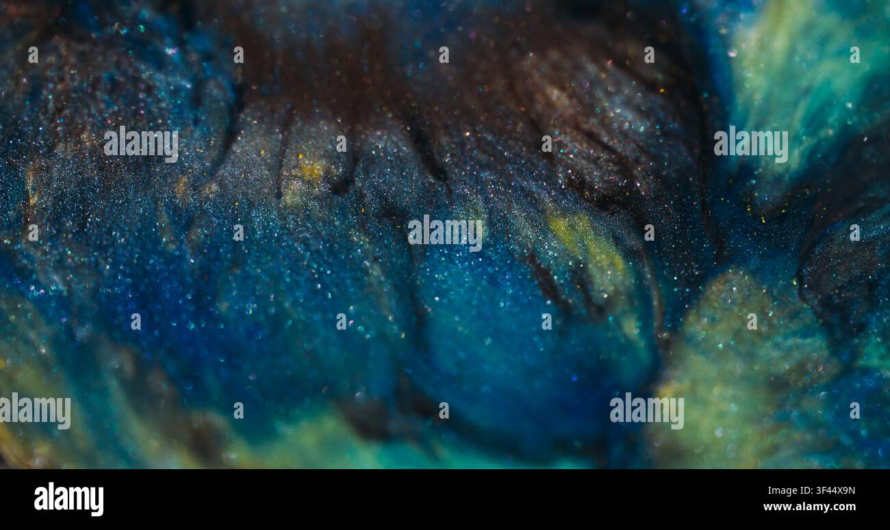 Acrylfarb-Spritzfleck mit funkelndem Bokeh-Effekt Stockfoto