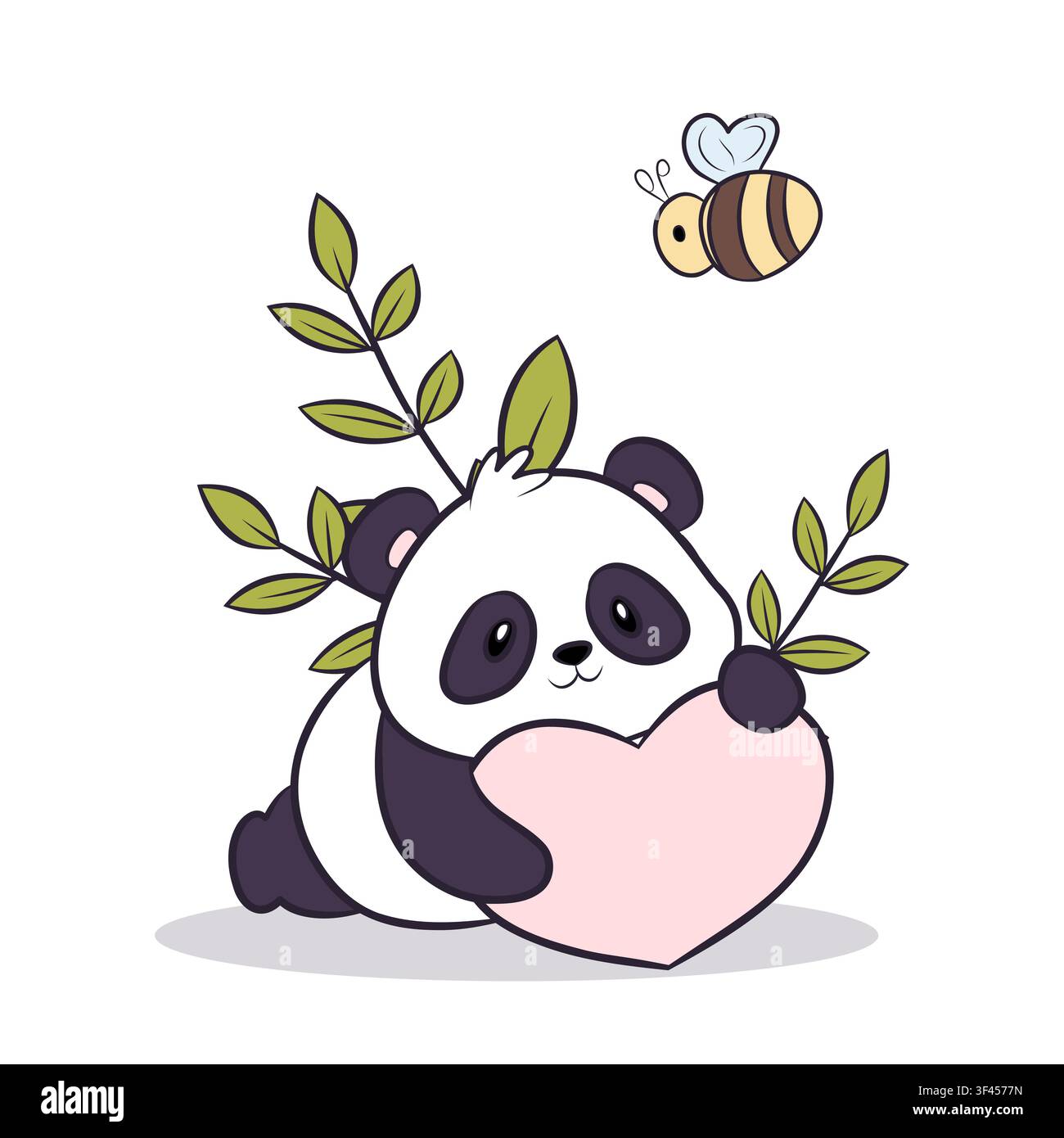 Eine Vektorillustration eines niedlichen Pandas, der ein Herz umarmt Stock Vektor