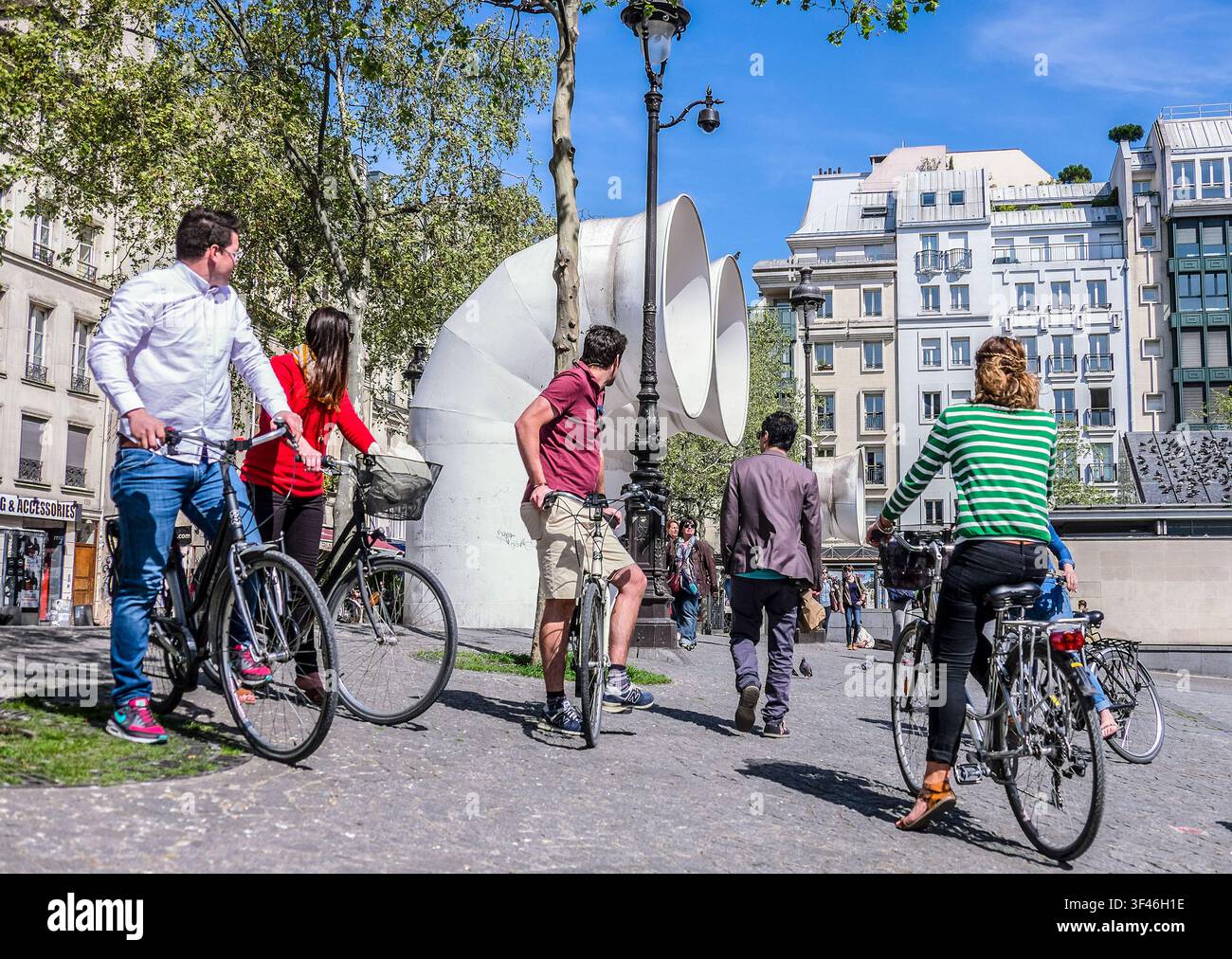 Paris, das Centre Pompidou im Beaobourg-Bezirk von Renzo Piano Stockfoto