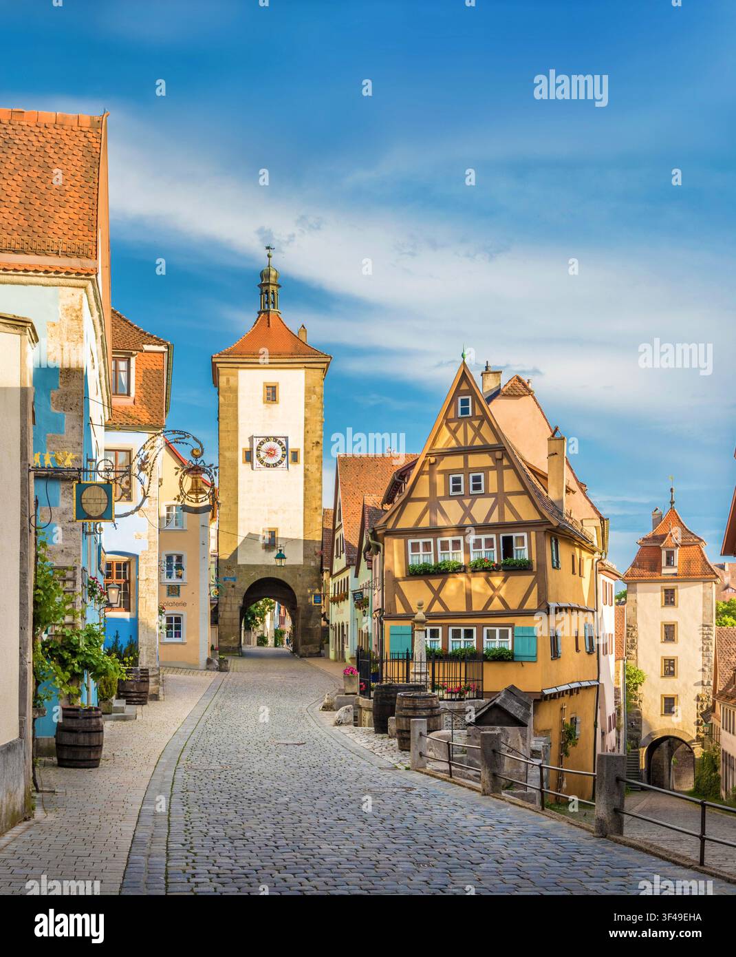 Plönlein und Siebersturm in der Altstadt von Rothenburg ob der Tauber, Mittelfrankreich, Bayern Stockfoto
