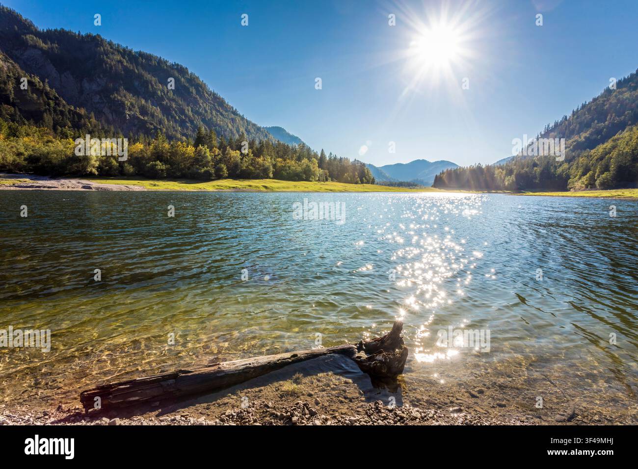 Lödensee im Abendlicht, Reit im Winkl, Oberbayern, Bayern, Deutschland Stockfoto