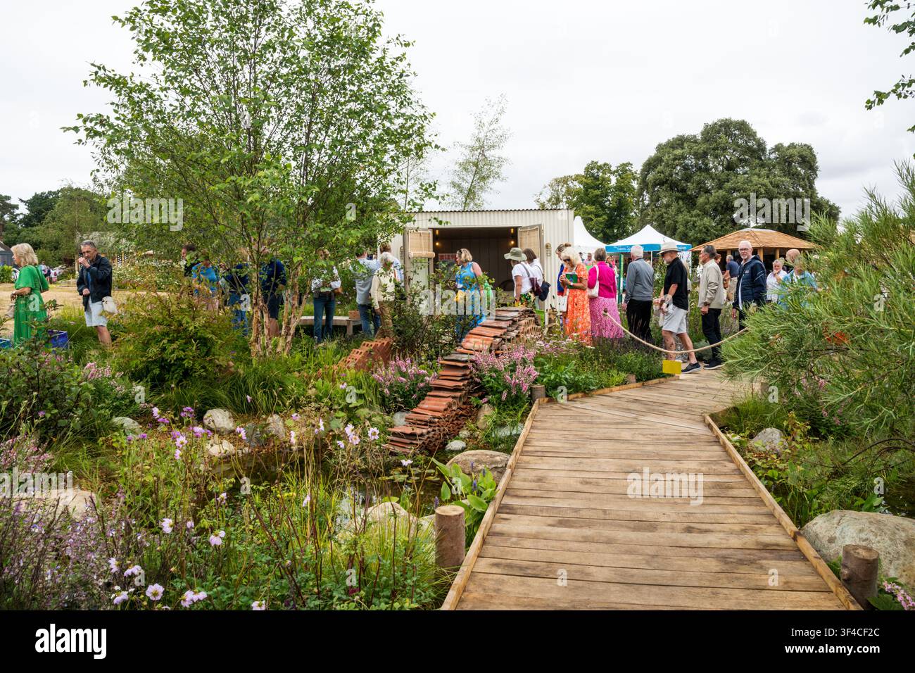 RHS Sandringham Flower Show 2026. Teil des The Pollywiggle Garden Show-Gartens, gestaltet von Joe & Laura Carey. Stockfoto