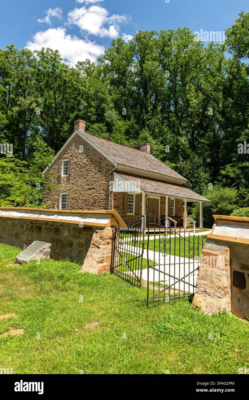 Das historische Princeton Friends Meeting House, auch bekannt als das Stony Brook Meetinghouse, wurde ursprünglich 1726 erbaut und 1760 wiederaufgebaut. Die Koloni Stockfoto
