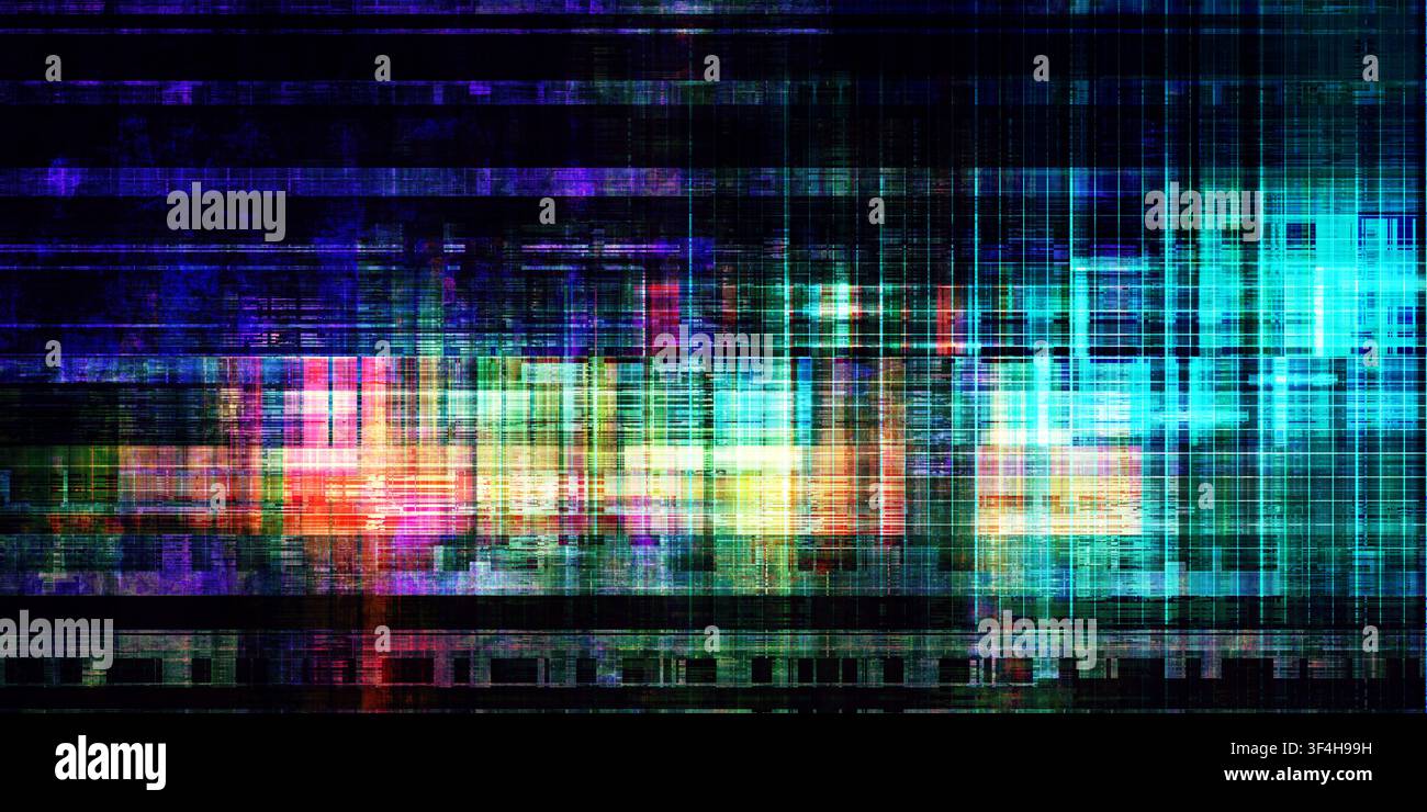 Digitaler Zerfallmuster zeigt cyberpunk-dystopische Ästhetik Stockfoto