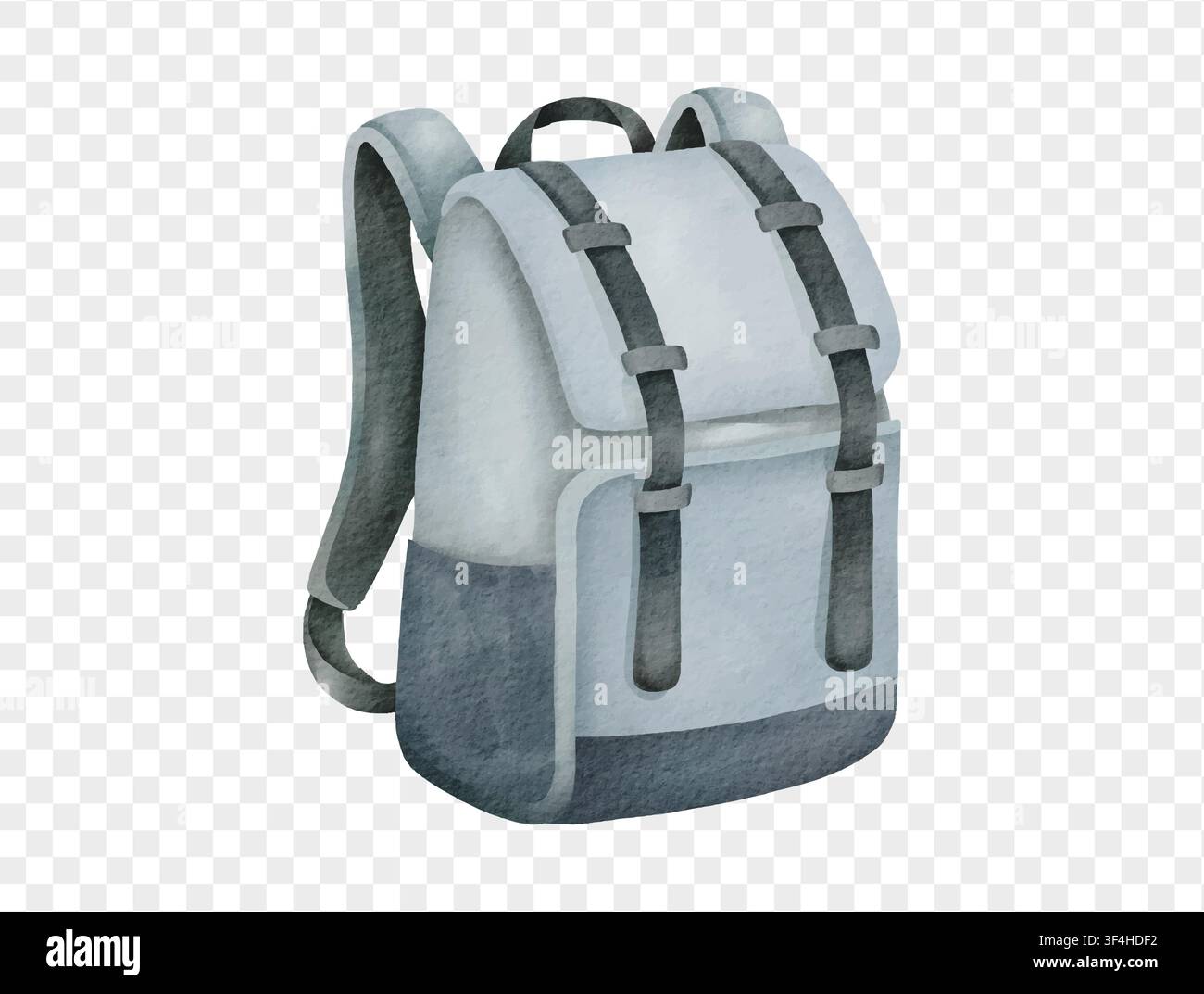 Aquarellblauer Rucksack Reise Sommeraccessoire isolierter Clipart-Grafik. Vektor. Stock Vektor