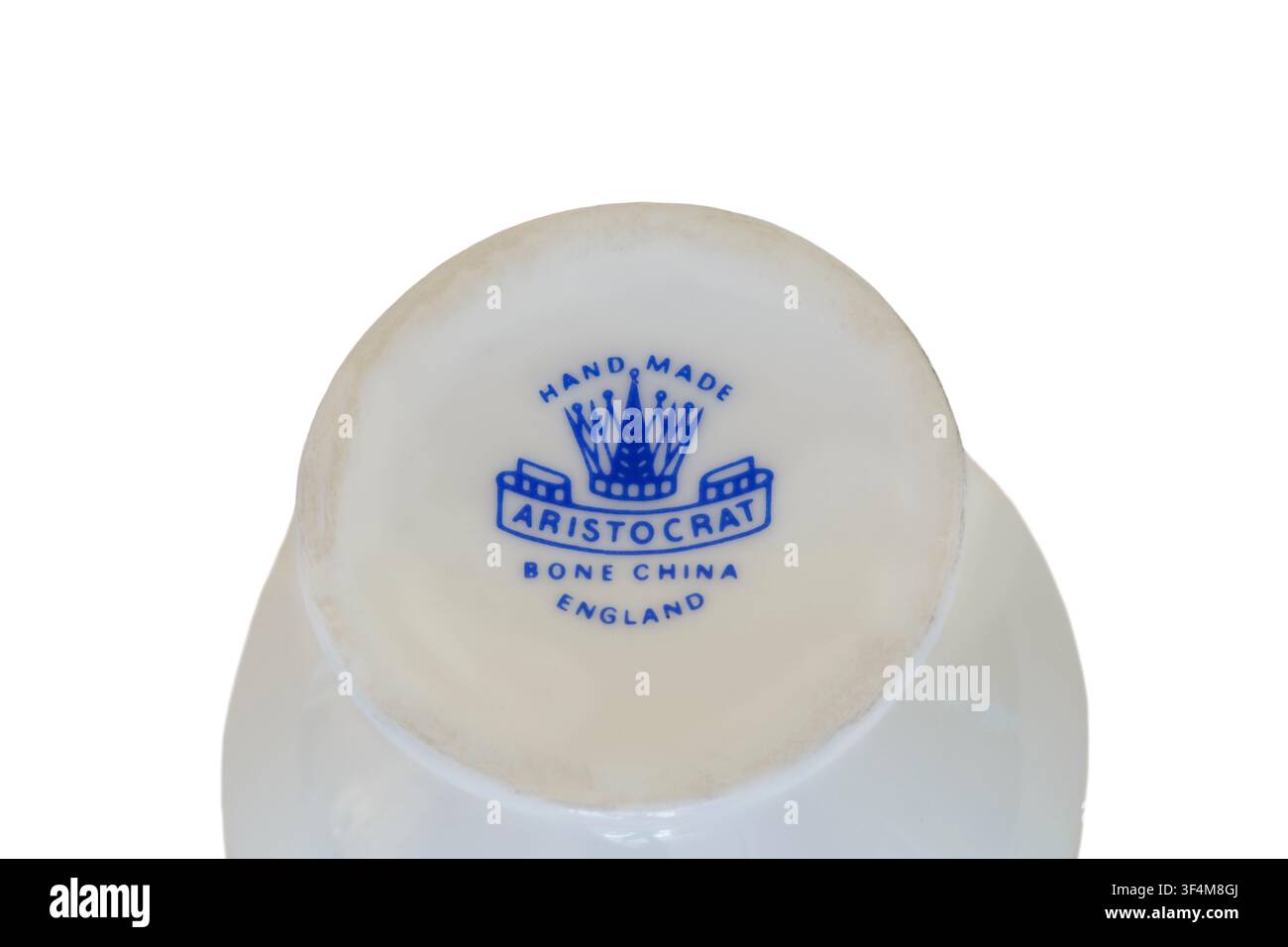 Aristokrat handgefertigtes Knochenporzellan England-Logo auf der Unterseite des Blumenposen-Ornaments Stockfoto