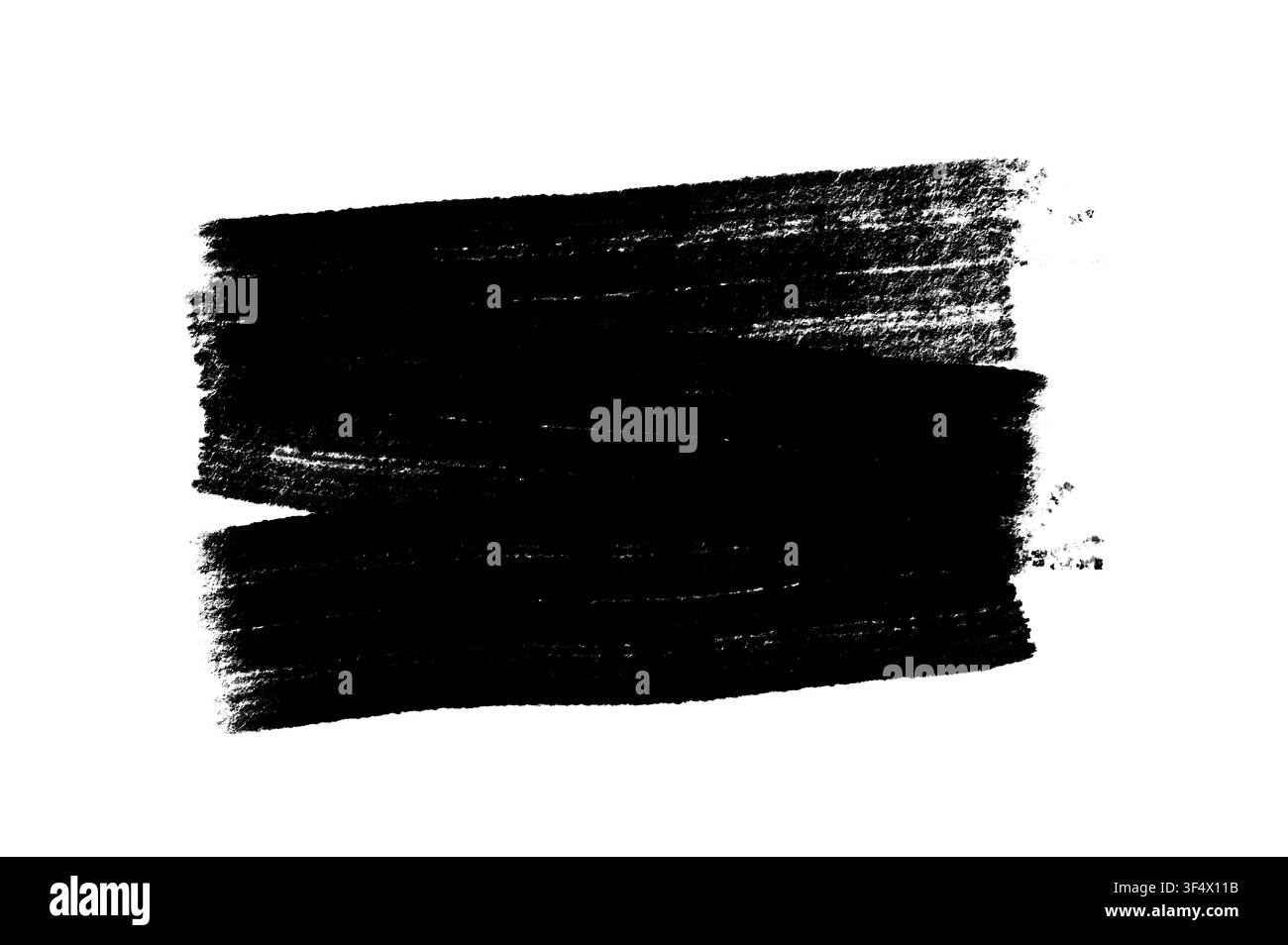 Schwarzer Grunge-Pinselstrich-Banner auf weißem Hintergrund, raue Texturierte Farbmarker-Highlighter für Text-Overlay Stockfoto