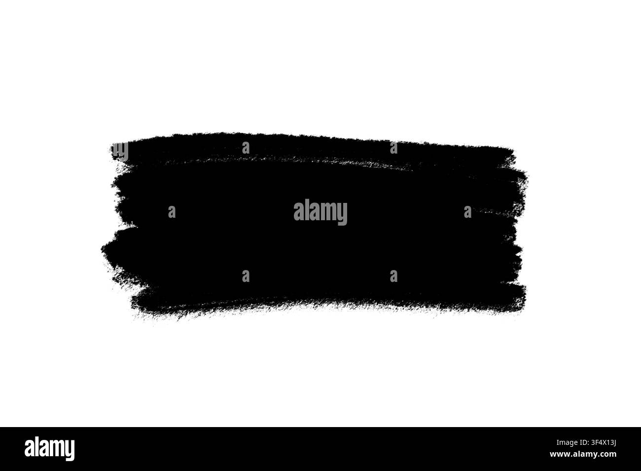 Schwarzer Grunge-Pinselstrich-Banner auf weißem Hintergrund, raue Texturierte Farbmarker-Highlighter für Text-Overlay Stockfoto
