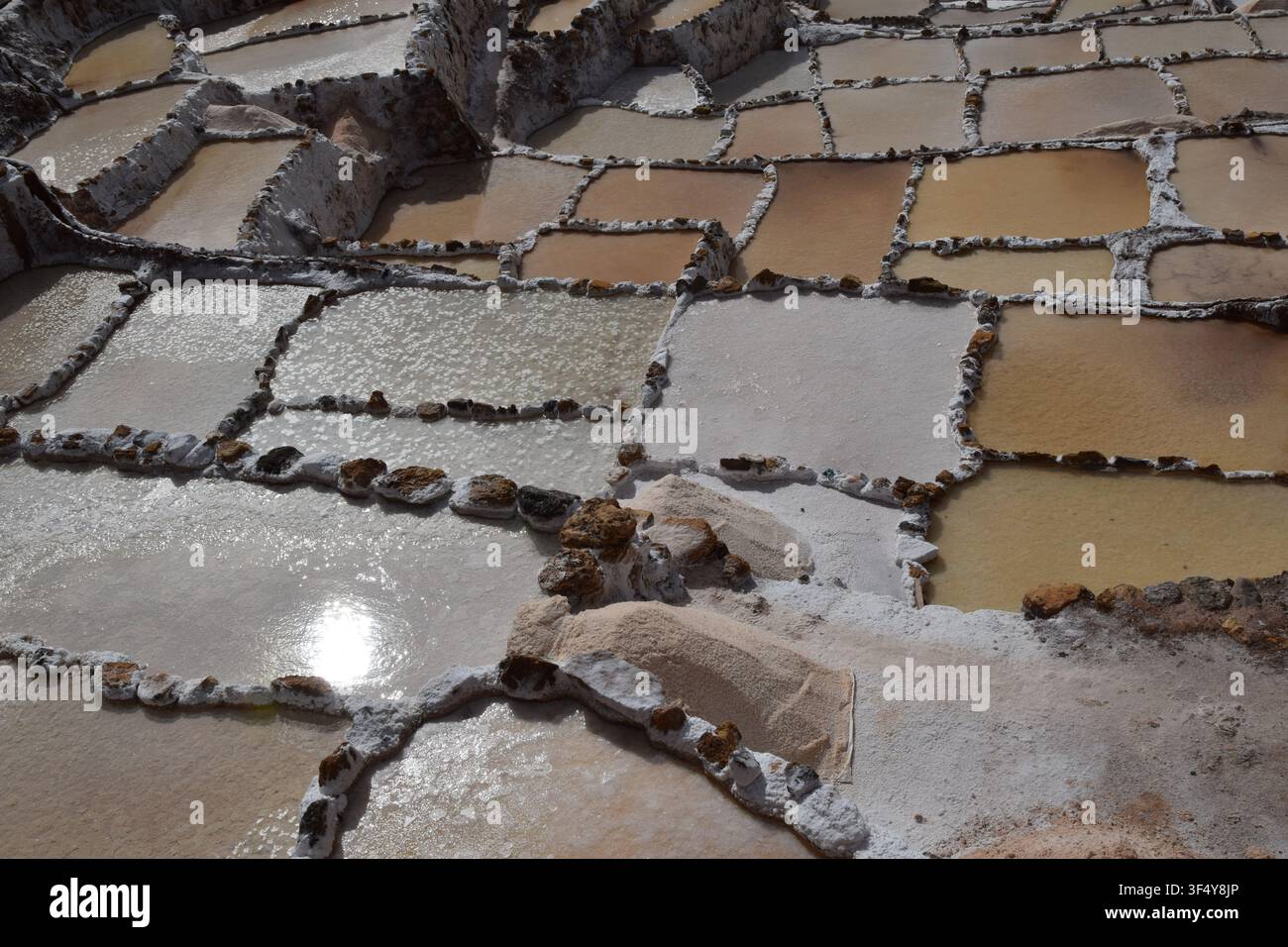 Salzmine von Maras, Carretera a Maras, Maras 08655, Peru, in der Urubamba-Provinz der Region Cusco. Stockfoto