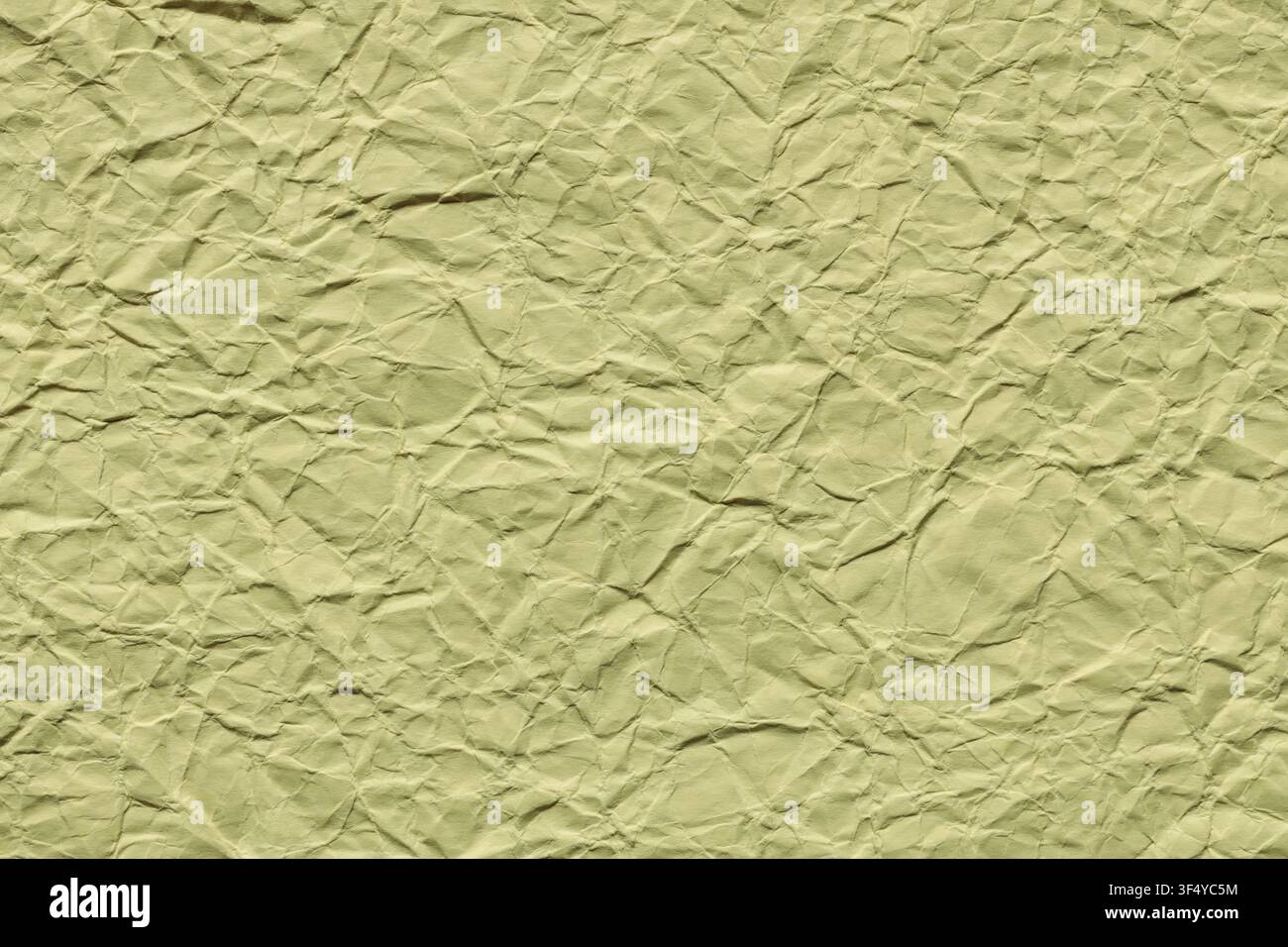Zerknitterter olivgrüner Papiertexturrenhintergrund mit Falten für kreatives Design Stockfoto