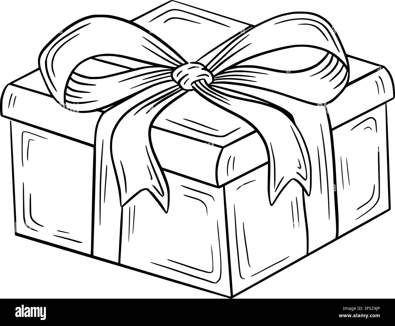 Handgezeichnetes minimalistisches Geburtstagsparty-Symbolset, Kuchen-Geschenk und Ballon im Tinten-Kritzelstil, isoliert auf weißem Hintergrund. Stockfoto