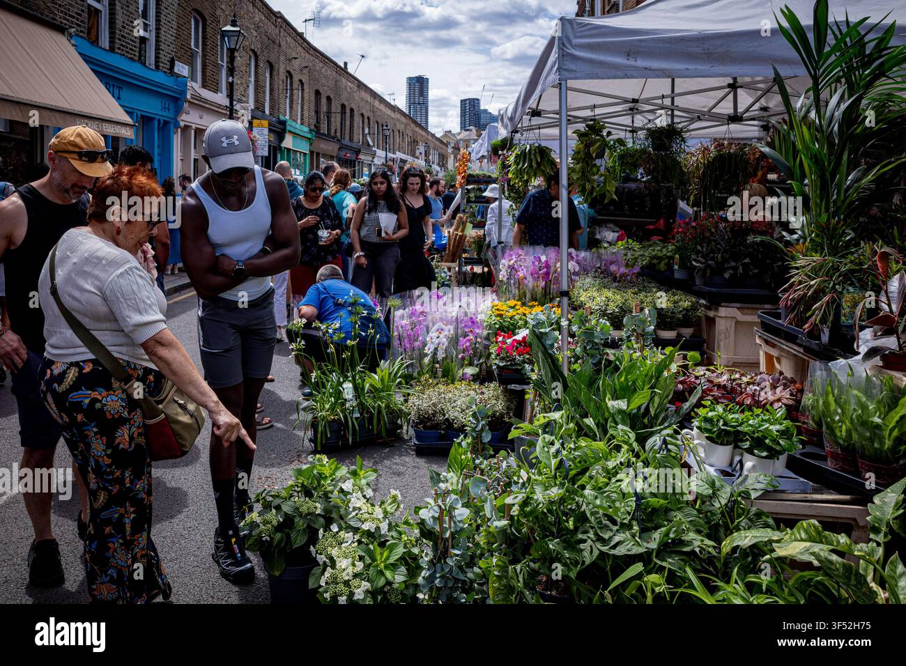 Columbia Road Flower Market London - ein sehr beliebter Sonntagmarkt in East London Stockfoto