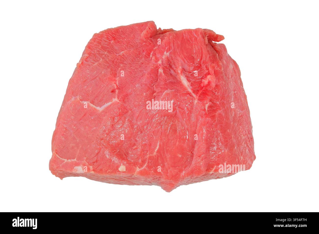 Rinderkottelett. Oberansicht. Rinderfilet isoliert auf weißem Hintergrund. Stück rohes Fleisch zur weiteren Zubereitung. Stockfoto