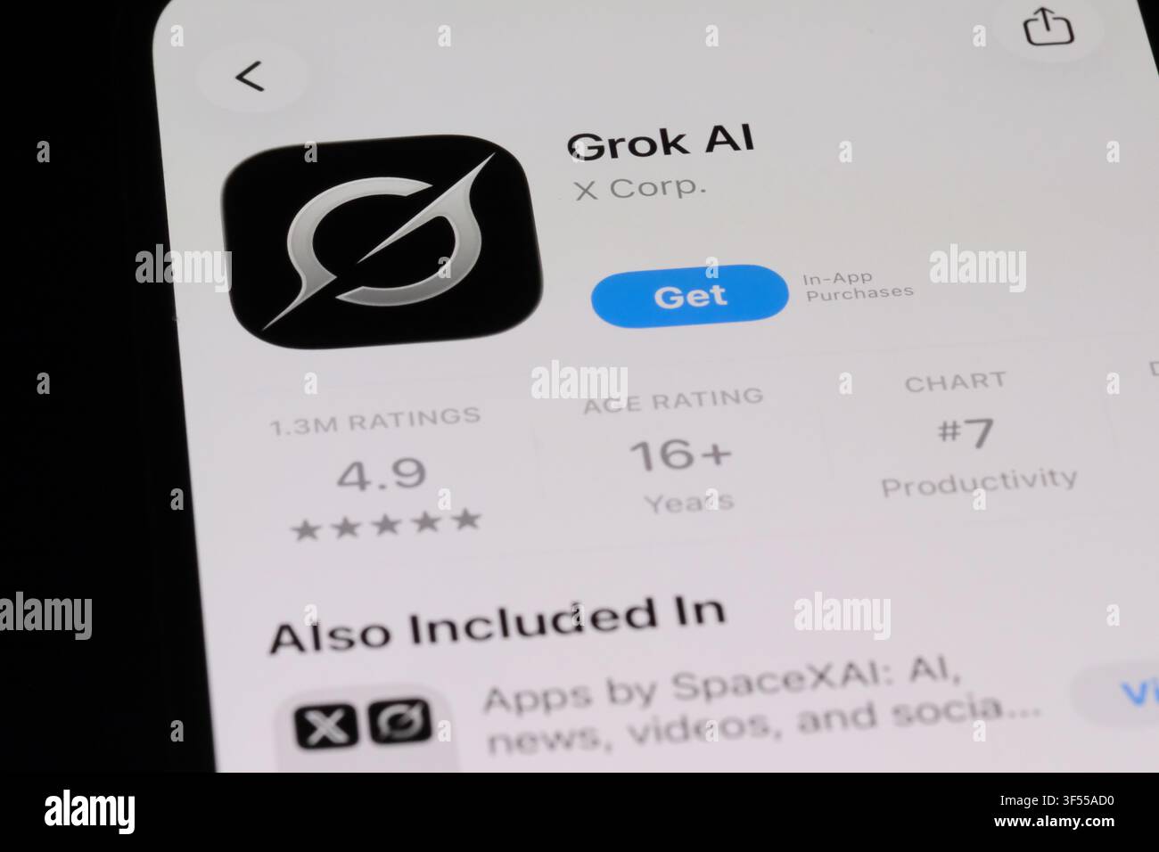 Shanghai, China - 30. Juli 2026: Grok AI App-Symbol und Markenlogo Stockfoto