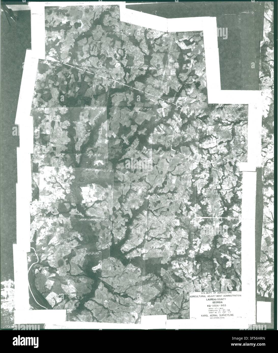 Ein Luftbildindex für Laurens County, Georgia, Blatt 11, aus den Aufzeichnungen der Farm Service Agency. Stockfoto