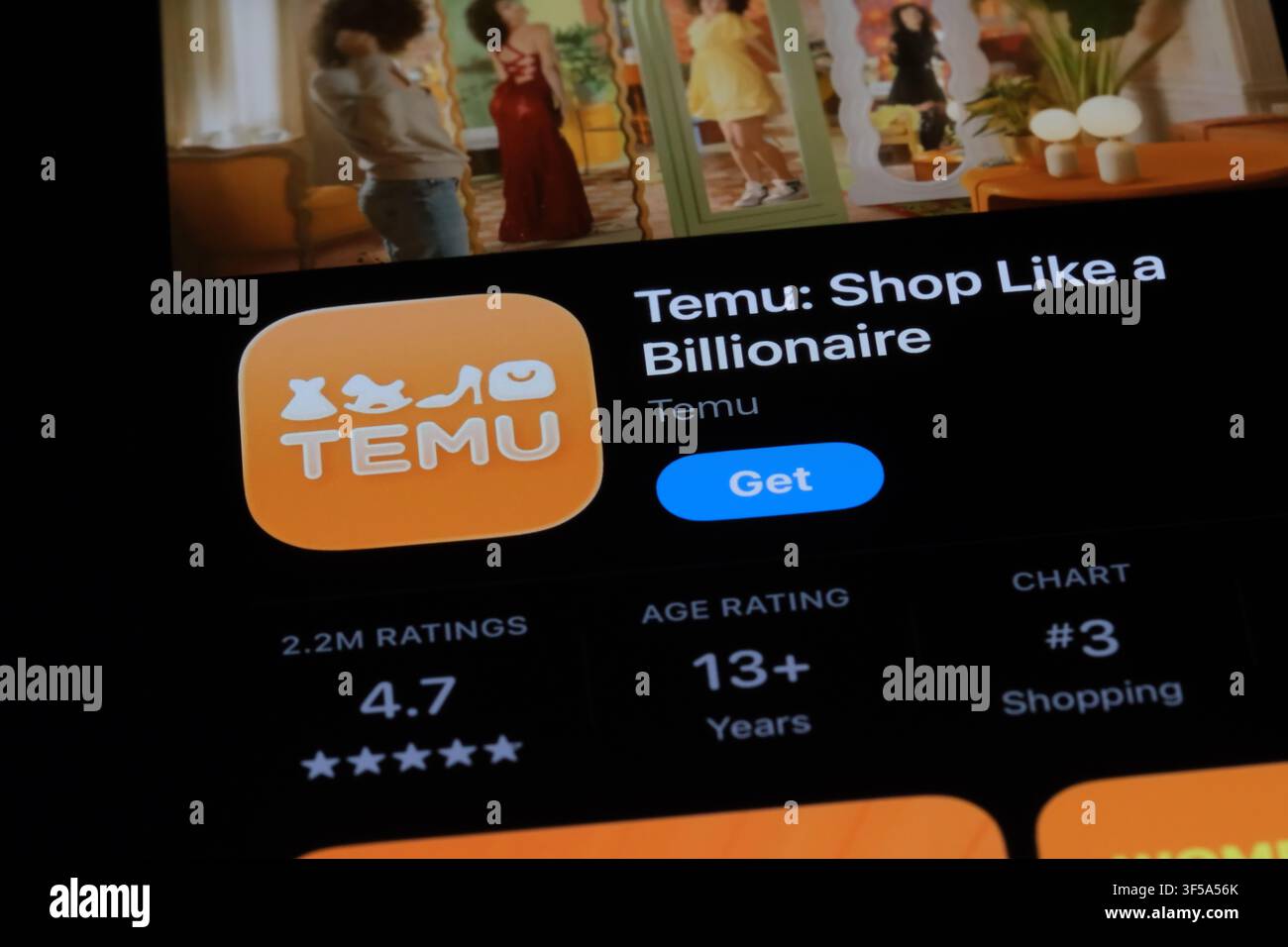 Shanghai, China – 30. Juli 2026: Temu-App-Symbol und Markenlogo Stockfoto