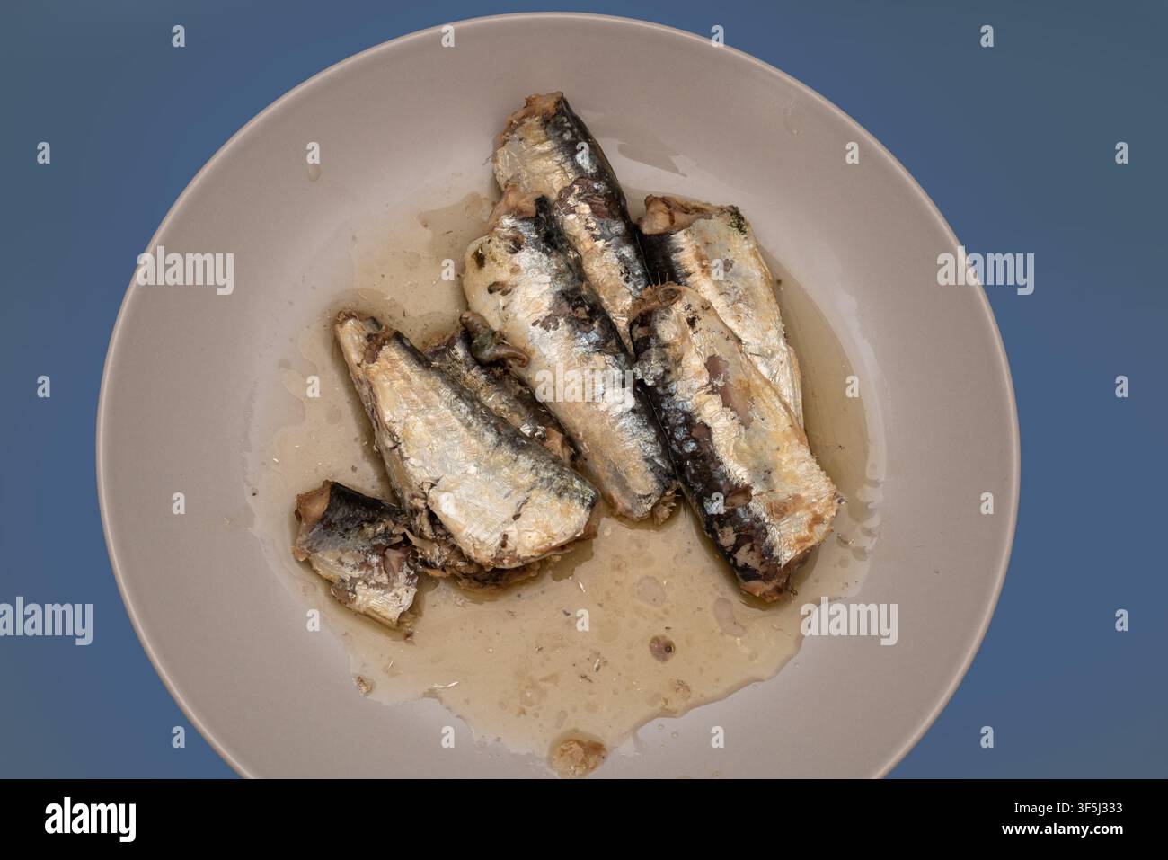 Premium-Sardinenfilets in Olivenöl eingelegt mit appetitlicher Textur und hohem Nährwert, ideal für Meeresfrüchte, Kochen und gesunde Ernährungskonzept Stockfoto