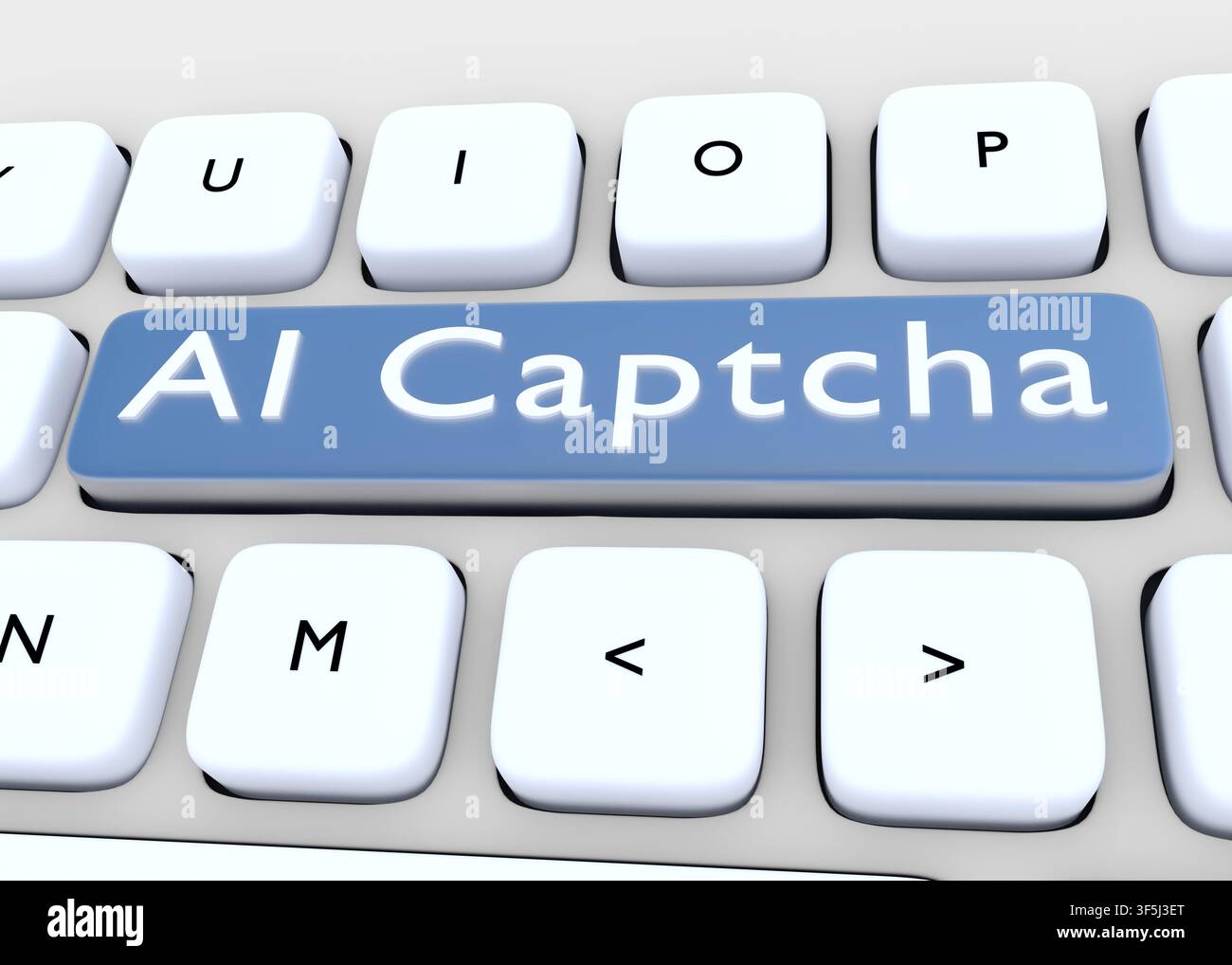 3D-Illustration des Skripts AI Captcha. Stockfoto