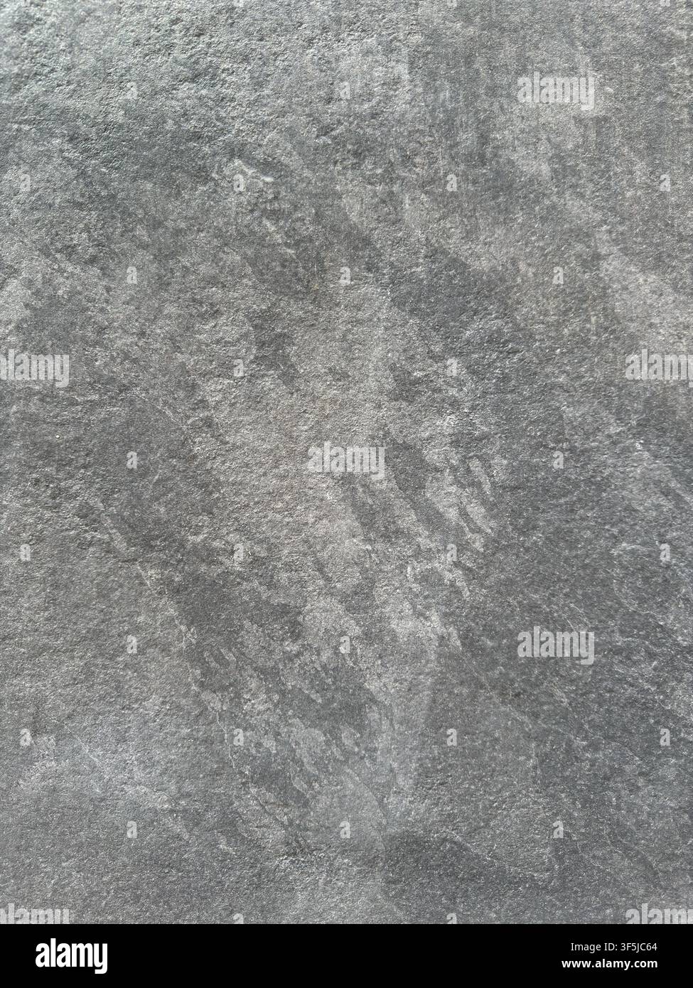Abstrakte graue Steinoberfläche mit subtilen mineralischen Adern, gesprenkelter Textur und verwitterter Tonvariation. Neutraler natürlicher Hintergrund geeignet für Archi Stockfoto