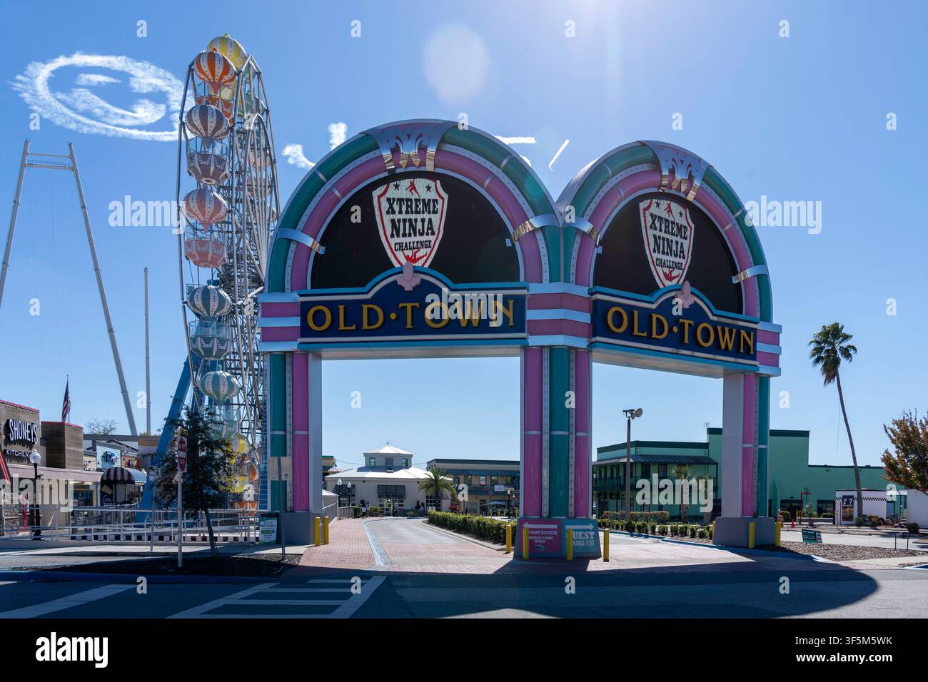 Der Eingang zu Fun Spot in Old Town in Kissimmee, Florida, USA. Stockfoto